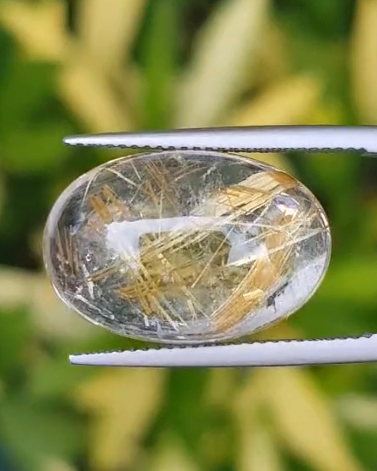 ไหมทอง ควอตซ์ Golden Rutilated Quartz 16.79 กะรัต Cts.พลอยแท้ อัญมณีมงคลประจําวันเกิด เครื่องประดับพลอย