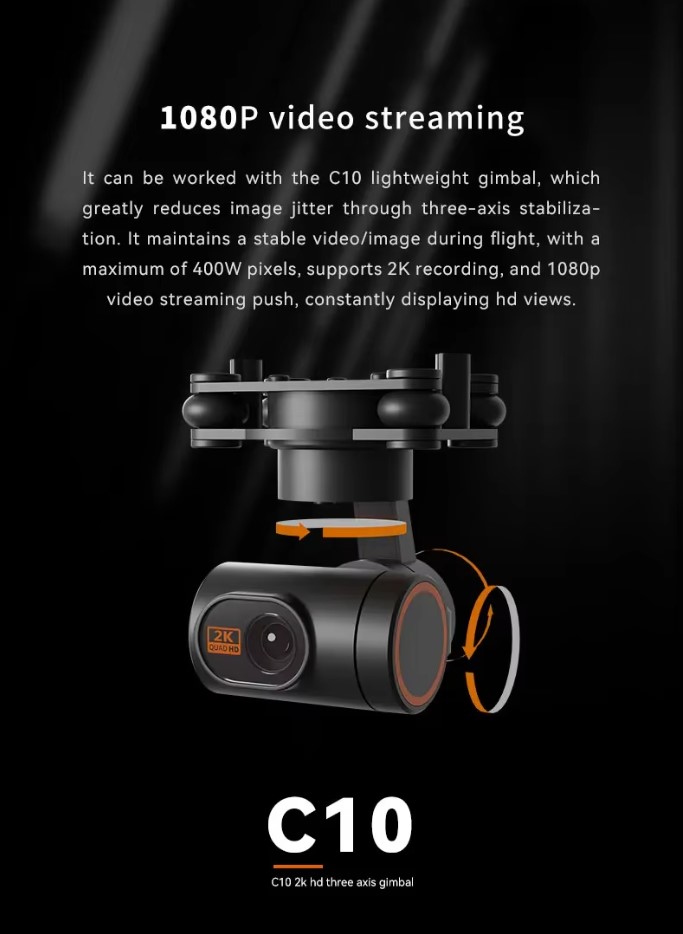 รีโมทจอสัมผัส พร้อม Ground Station ในตัว Skydroid H12Pro พร้อมรีซีฟ R12Pro และกล้องC10Pro กิมบอลกันสั่น3แกนในตัว บันทึก VDO 2K และภาพได้ สตรีมVDOสดผ่าน RTSP Ethernet port ได้