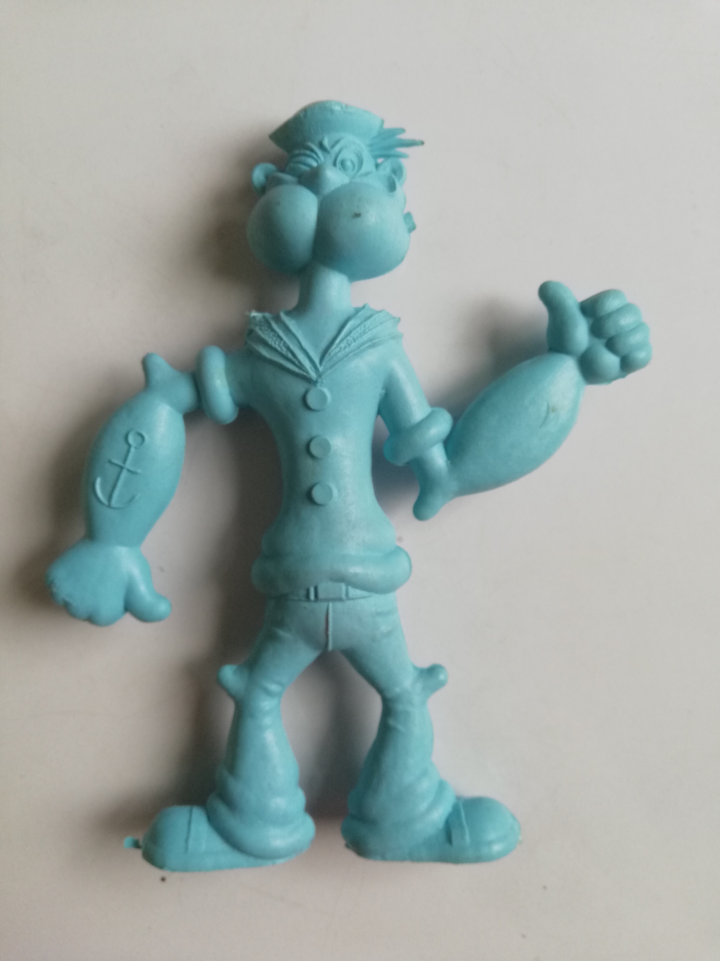 ของเล่น ย้อนยุค ของสะสมเรโทร " ตุ๊กตุ่น แอ๊นท6" Ants ตุ๊กตุ่นพลาสติกสีฟ้า รูป ป๊อบอาย Popeye