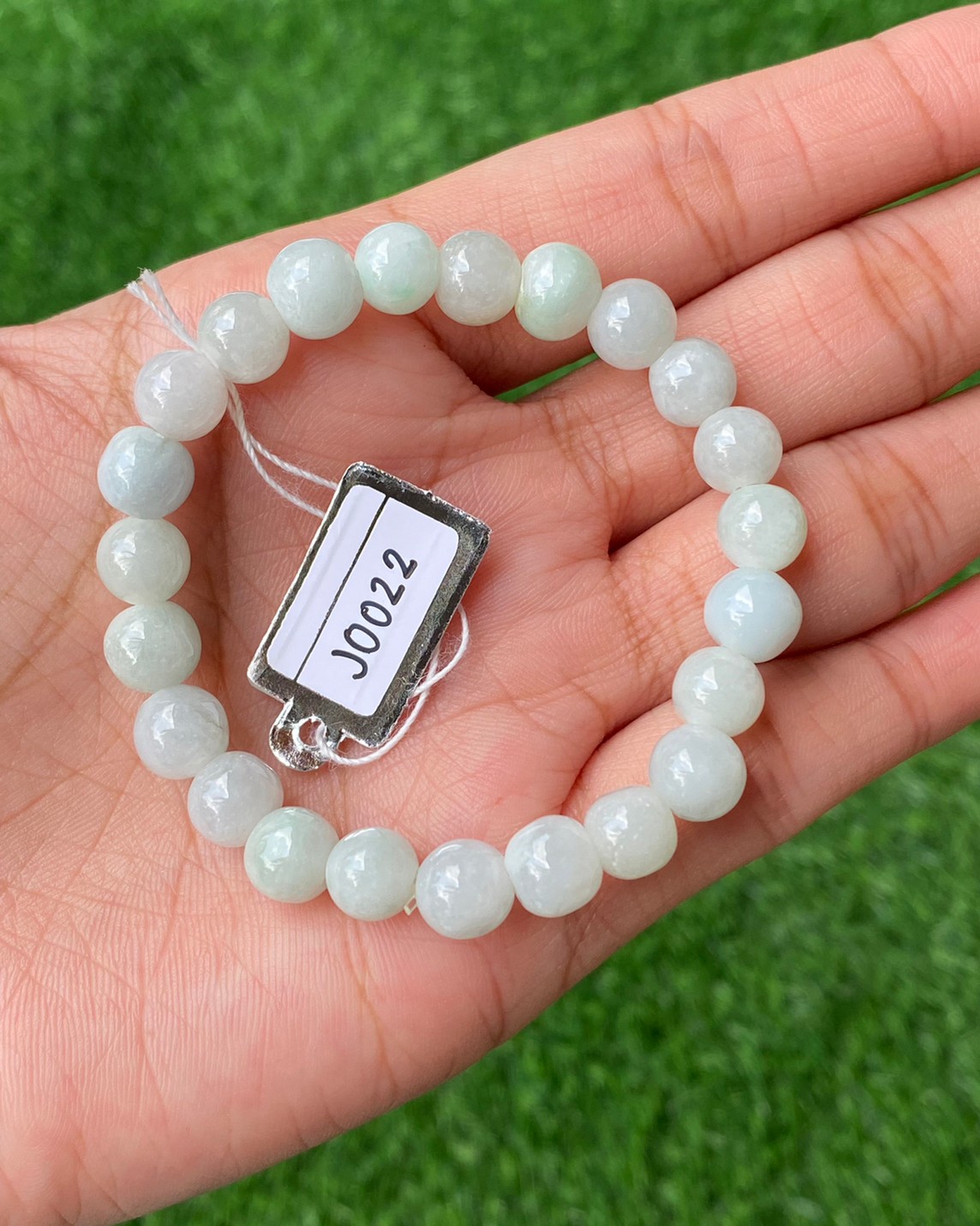 J0022 หยก พม่า แท้ Jade กำไล ประคำหยก (Jadeite Beads Bracelet) พม่า (Myanmar)