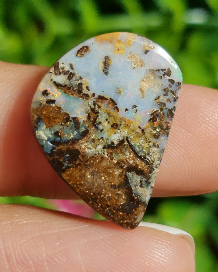 พลอย โบลเดอร์ โอปอล ออสเตรเลีย Australian Boulder Opal 14.3 กะรัต (Cts.) พลอยแท้ อัญมณีมงคลประจําวันเกิด เครื่องประดับพลอย