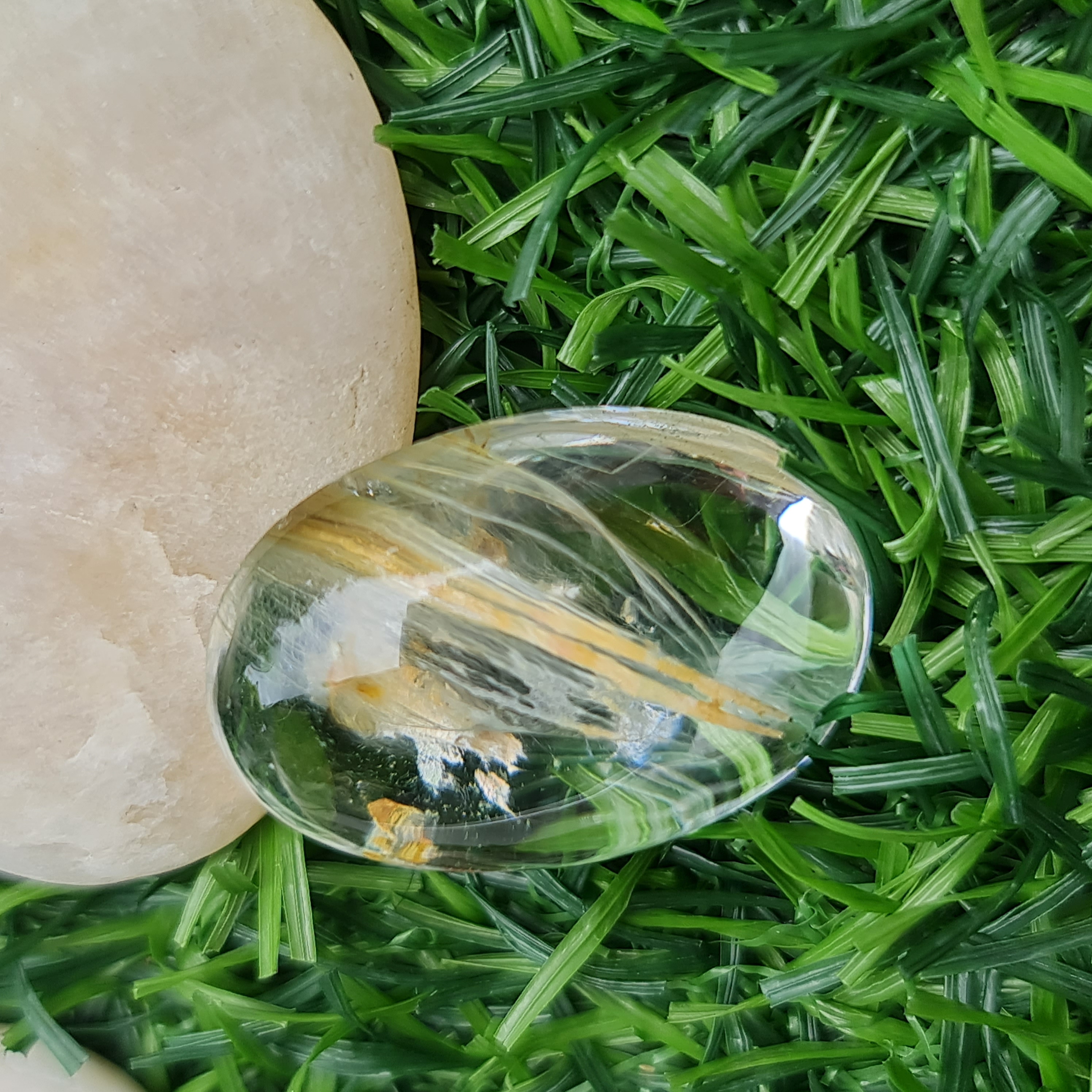 โป่งข่าม ควอตซ์ Rutilated Quartz 52.28 กะรัต Cts. พลอยแท้ อัญมณีมงคลประจําวันเกิด เครื่องประดับพลอย