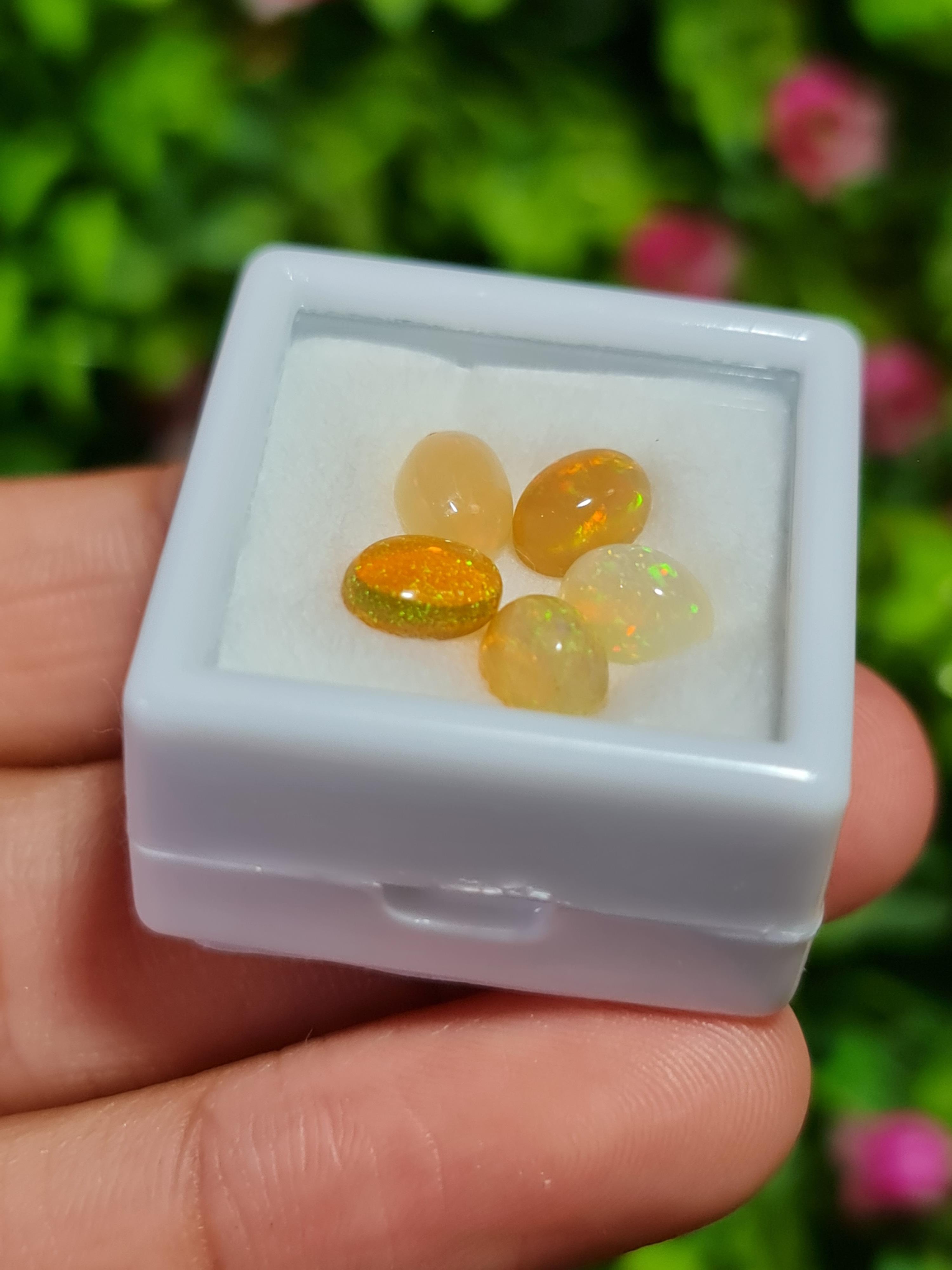 พลอย โอปอล Opal 3.10 กะรัต (Cts.) 5 เม็ด (Pcs.) พลอยแท้ อัญมณีมงคลประจําวันเกิด เครื่องประดับพลอย