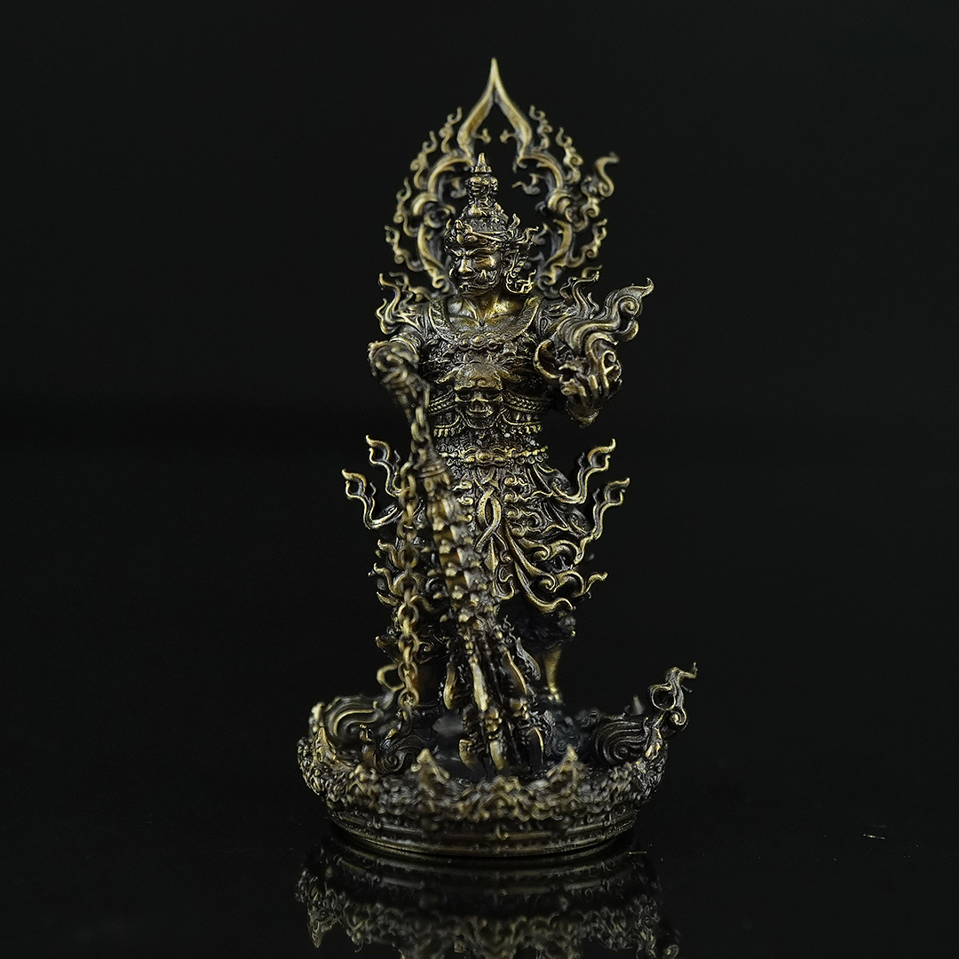 ท้าวเวสสุวรรณหน้ายักษ์ รหัส0 เนื้อบรอนซ์ซาติน ขนาด 2.5 X 5 เซนติเมตร