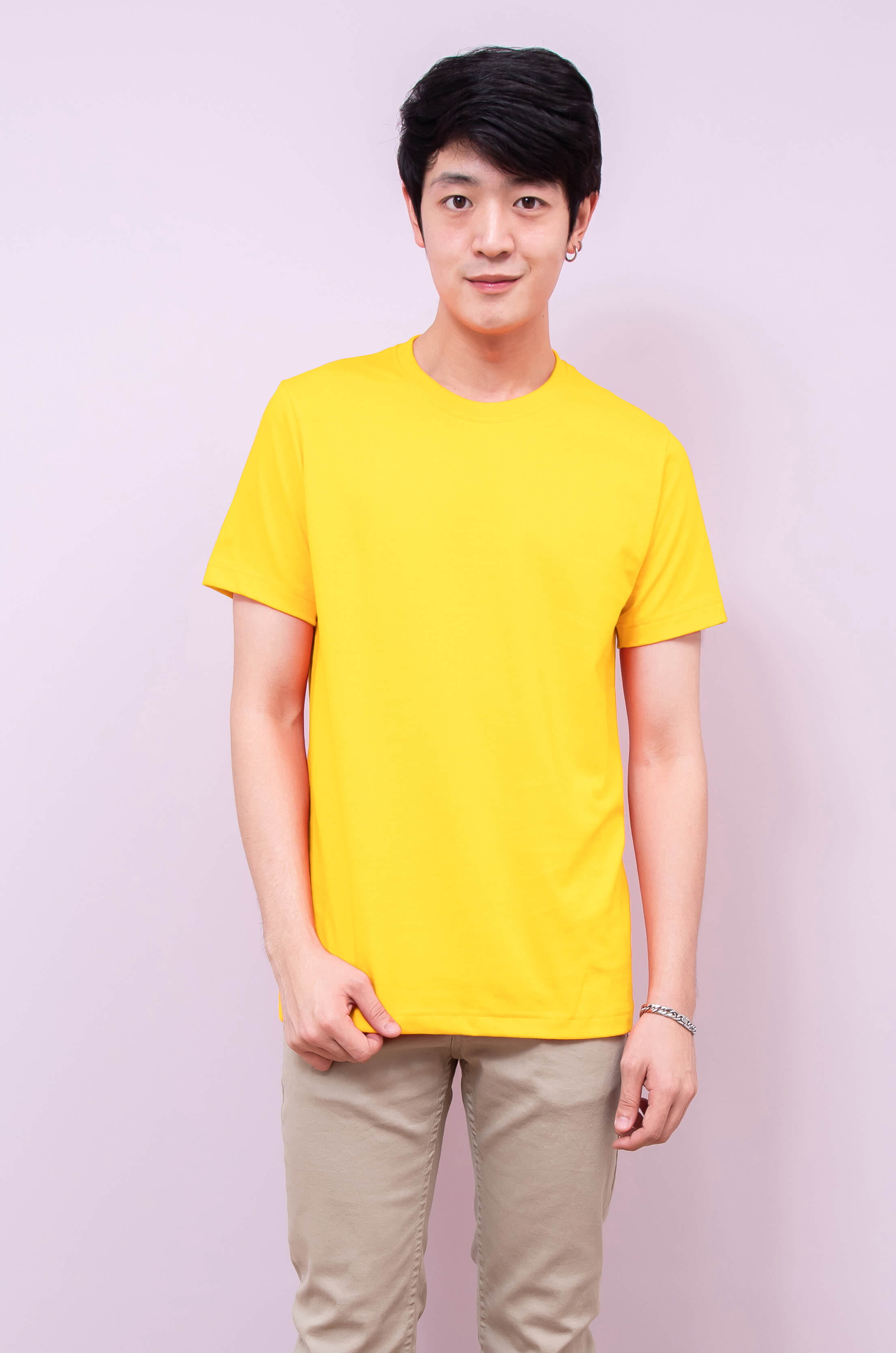 เสื้อยืด OV101 คอกลม ผ้าCotton100% 32 เนื้อนุ่ม ใส่สบาย สีเหลืองวันพ่อ