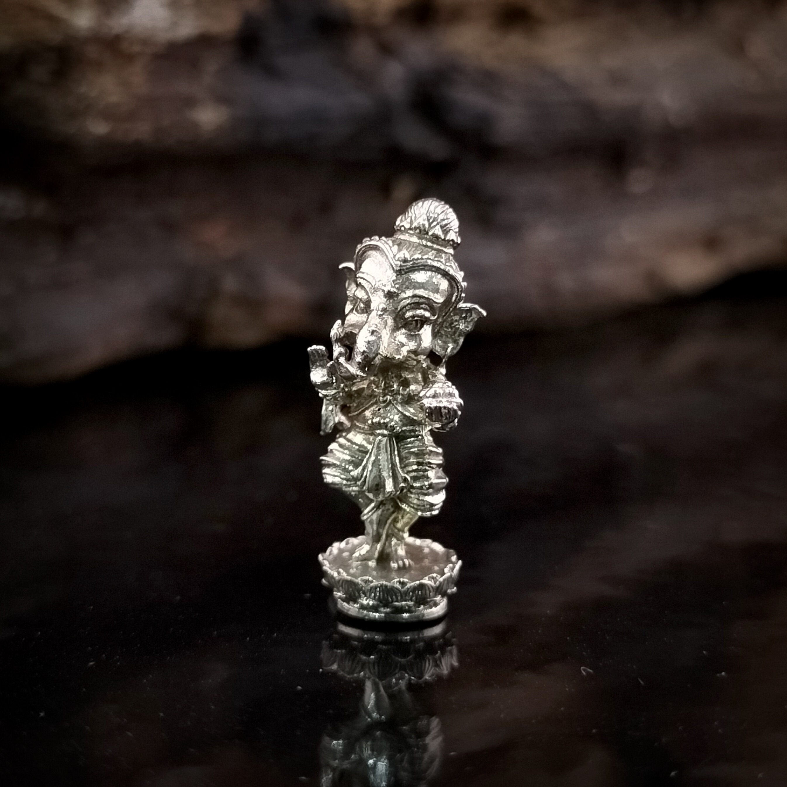 พระพิฆเนศน้อย คเณศนาฏย รหัส 6 เนื้อเงินยวง