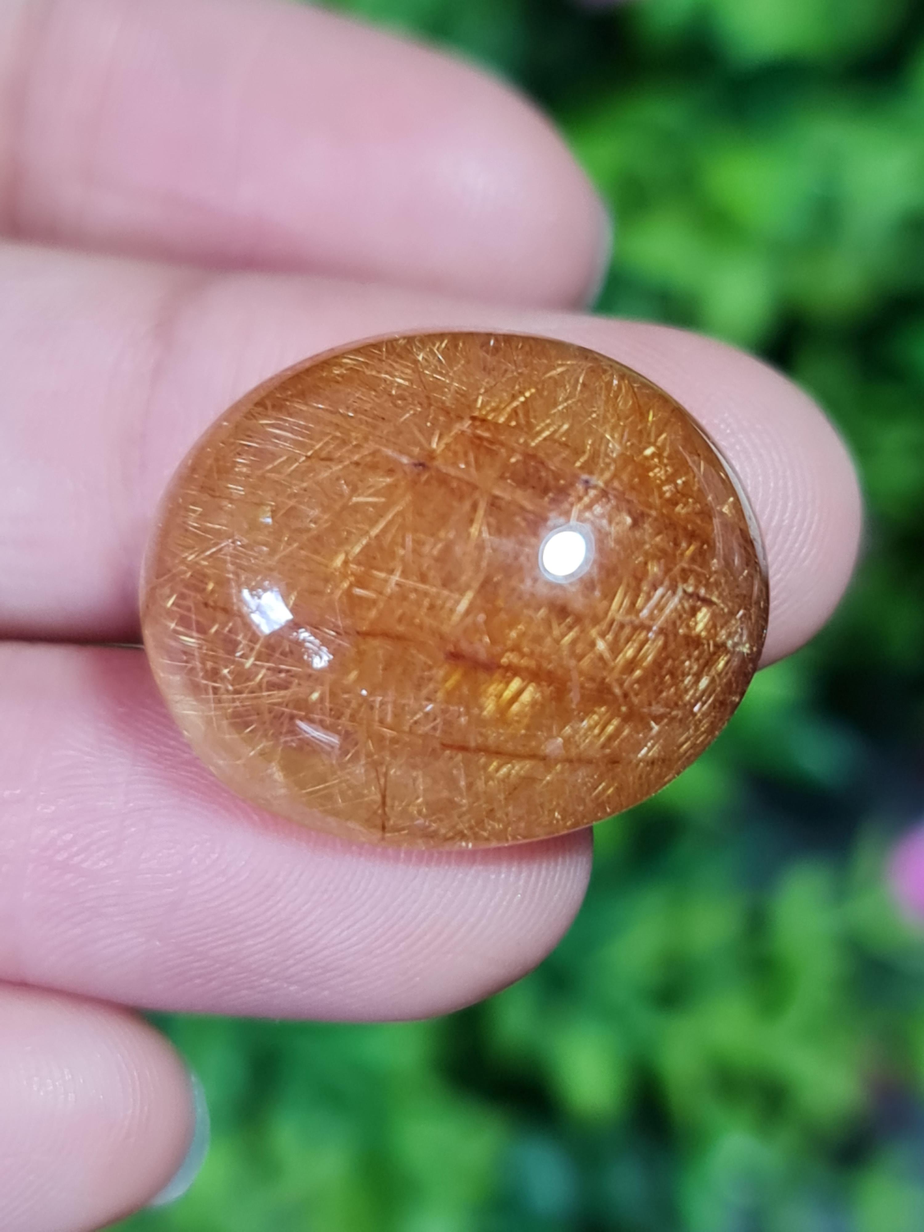 ไหมทอง ควอตซ์ Golden Rutilated Quartz 37.55 กะรัต Cts.พลอยแท้ อัญมณีมงคลประจําวันเกิด เครื่องประดับพลอย