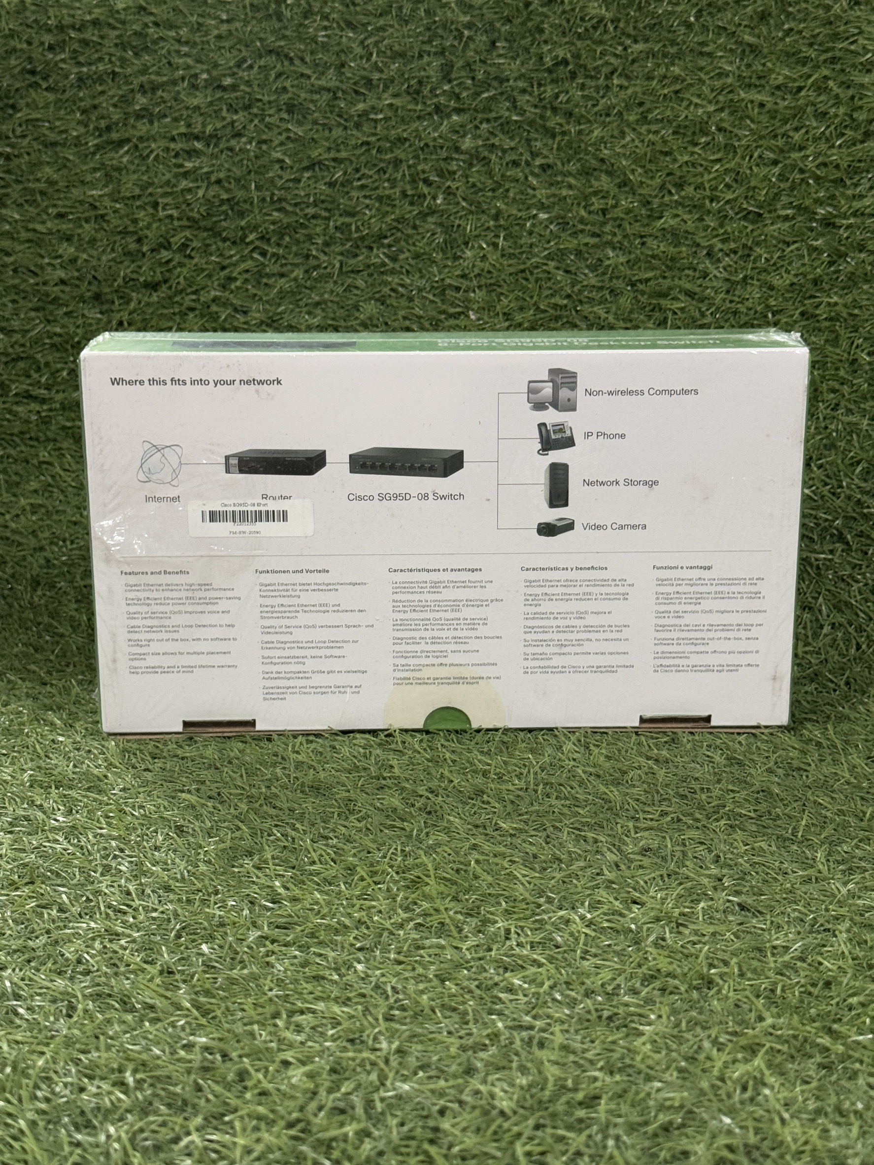 Switch Cisco SG95D-08 8Port + Adapter เป็น Gigabit Switch ความเร็วสูง เหมาะสำหรับบ้านพักอาศัย รองรับ LAN 100/1000Mbps ****ของใหม่