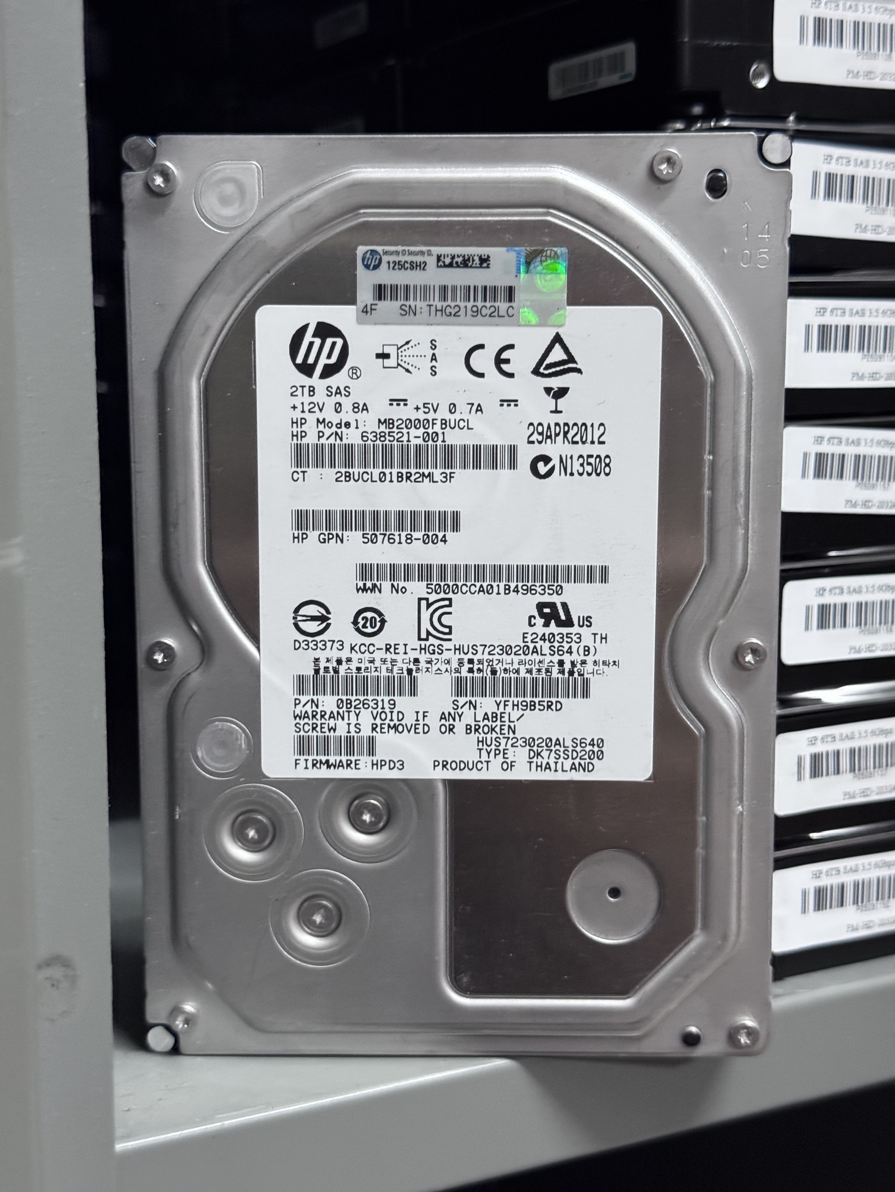 HDD HP 2TB SAS 3.5 6Gbps 7200RPM" ***สำหรับ Server
