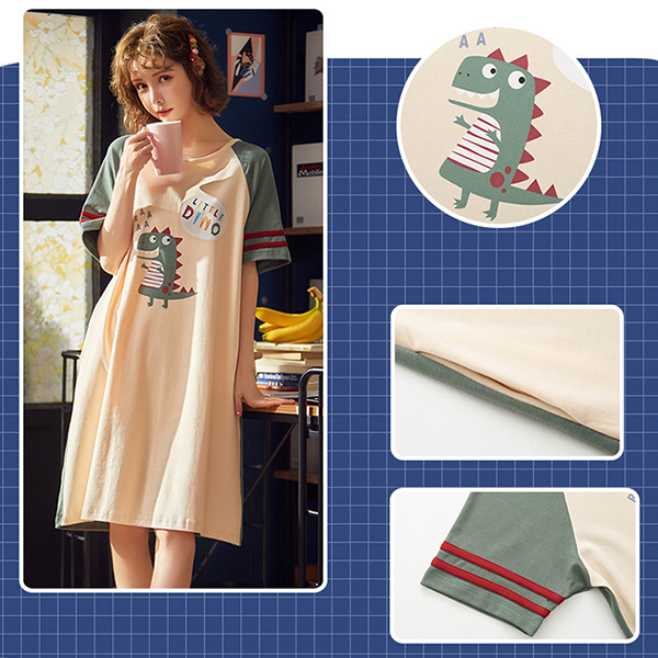 🔥พร้อมส่ง🔥ชุดนอนกระโปรง ชุดนอนน่ารัก เดรสคอตตอนนุ่มนิ่มมีน้ำหนัก ใส่ได้บ่อยค่ะ (CT105-1)