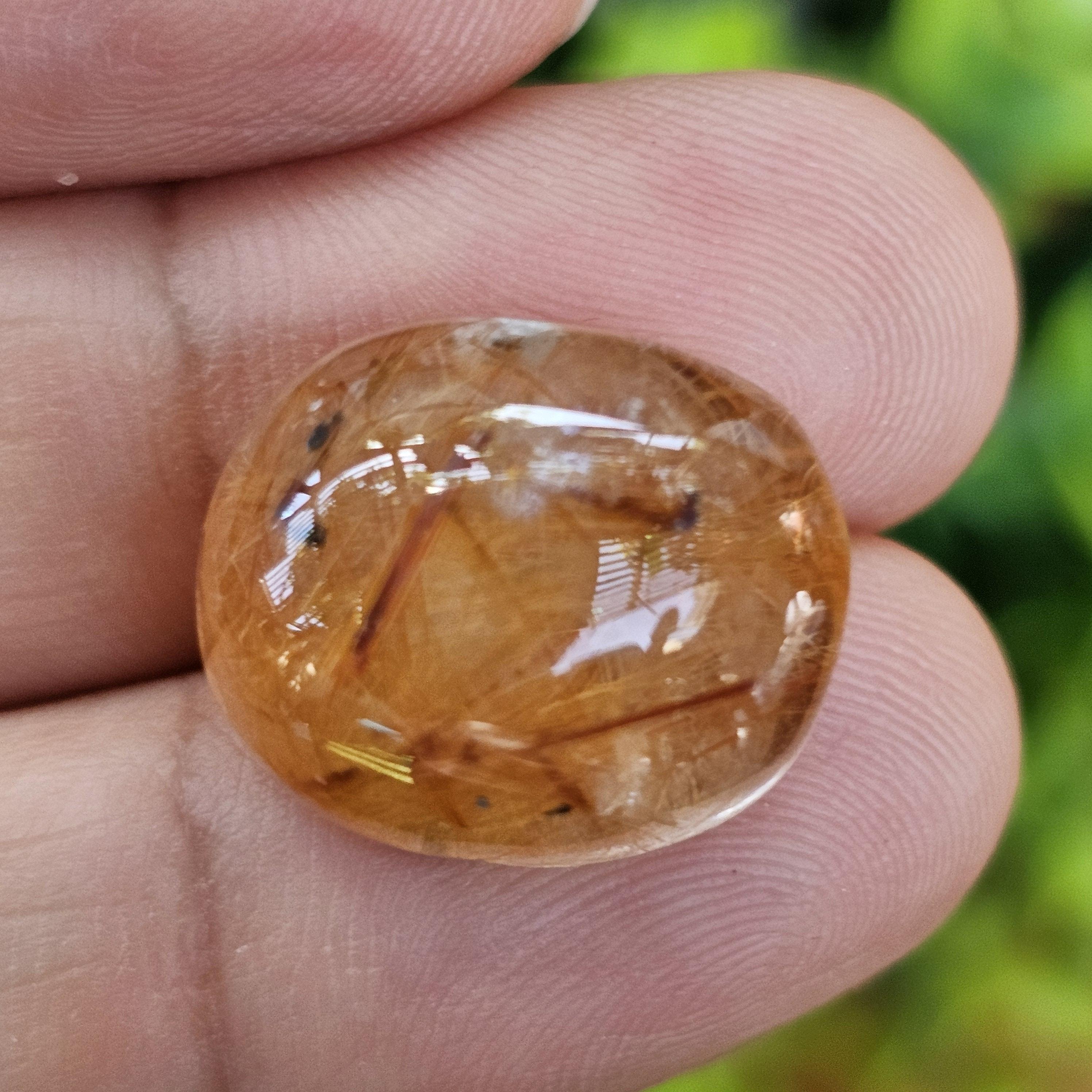 ไหมทอง ควอตซ์ Golden Rutilated Quartz 22.34 กะรัต Cts.พลอยแท้ อัญมณีมงคลประจําวันเกิด เครื่องประดับพลอย