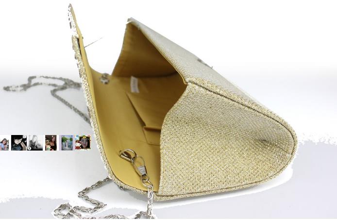 พร้อมส่ง Evening Clutch กระเป๋าออกงาน ทรงสีเหลี่ยม แต่งคริสตัลระยิบระยับ มาพร้อมสายสะพายยาว