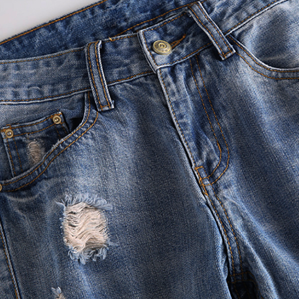 กางเกงยีนส์ขายาวแปดส่วน แต่งขาแนวเซอร์ (11789X)