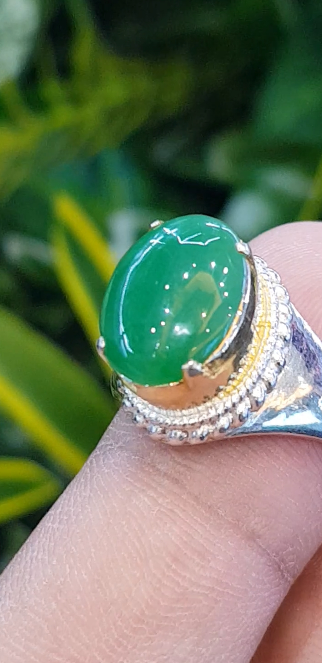 หยก พม่า แท้ Jade แหวนหยก 翡翠戒指 (Jadeite ring) 2.59 กะรัต (Cts.) ดิบ ไม่ผ่านการปรับปรุง (Type A) พม่า (Myanmar)
