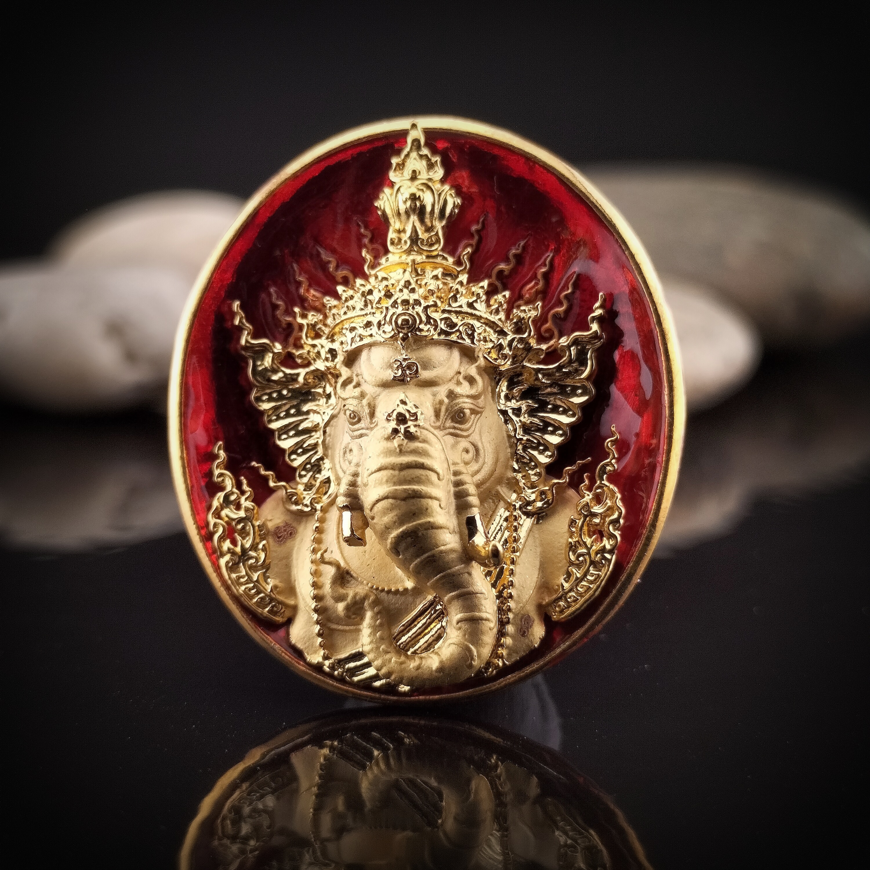 พระพิฆเณศ พรคเณศลิขิต รายการที่ 6 เนื้อสัมฤทธิ์ ชุบทองลงยา