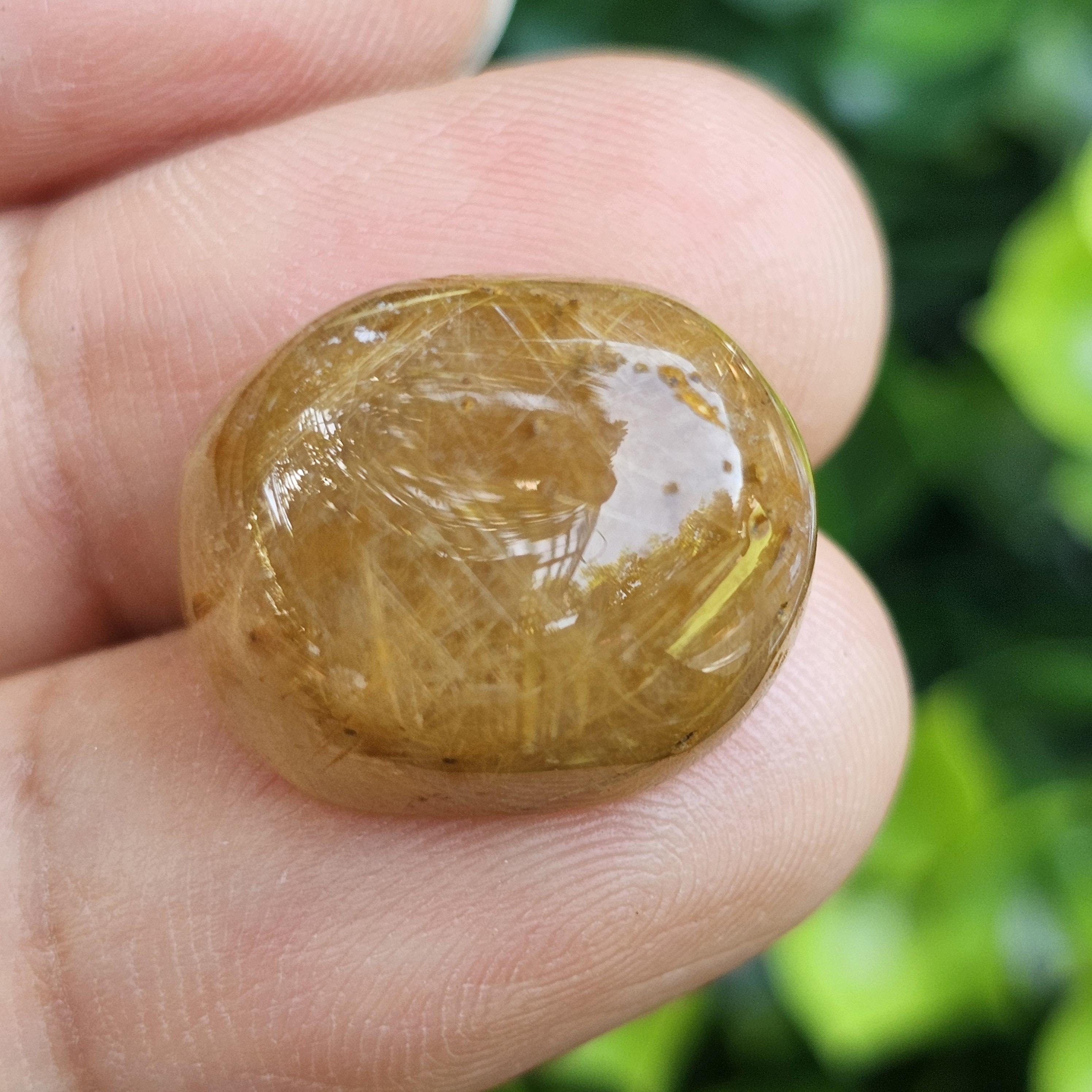 ไหมทอง ควอตซ์ Golden Rutilated Quartz 21.24 กะรัต Cts.พลอยแท้ อัญมณีมงคลประจําวันเกิด เครื่องประดับพลอย