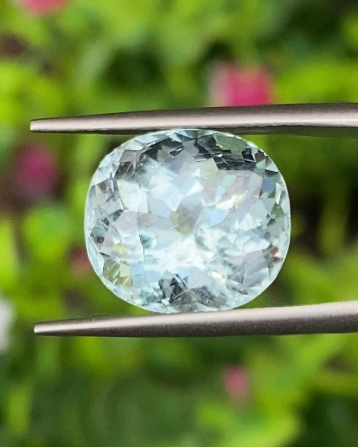 พลอย อความารีน Aquamarine 7.04 กะรัต (Cts.) พลอยแท้ อัญมณีมงคลประจําวันเกิด เครื่องประดับพลอย