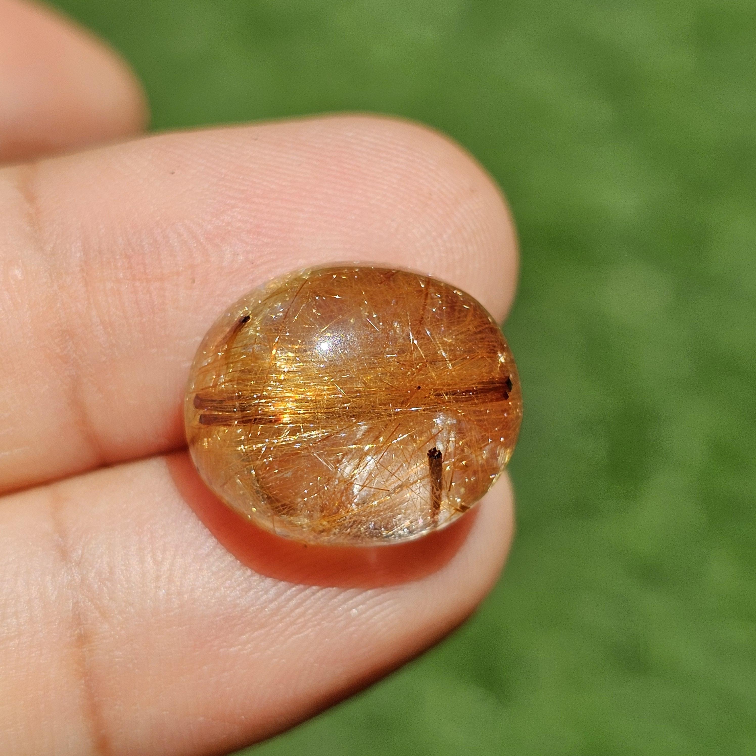 ไหมทอง ควอตซ์ Golden Rutilated Quartz 17.12 กะรัต Cts.พลอยแท้ อัญมณีมงคลประจําวันเกิด เครื่องประดับพลอย