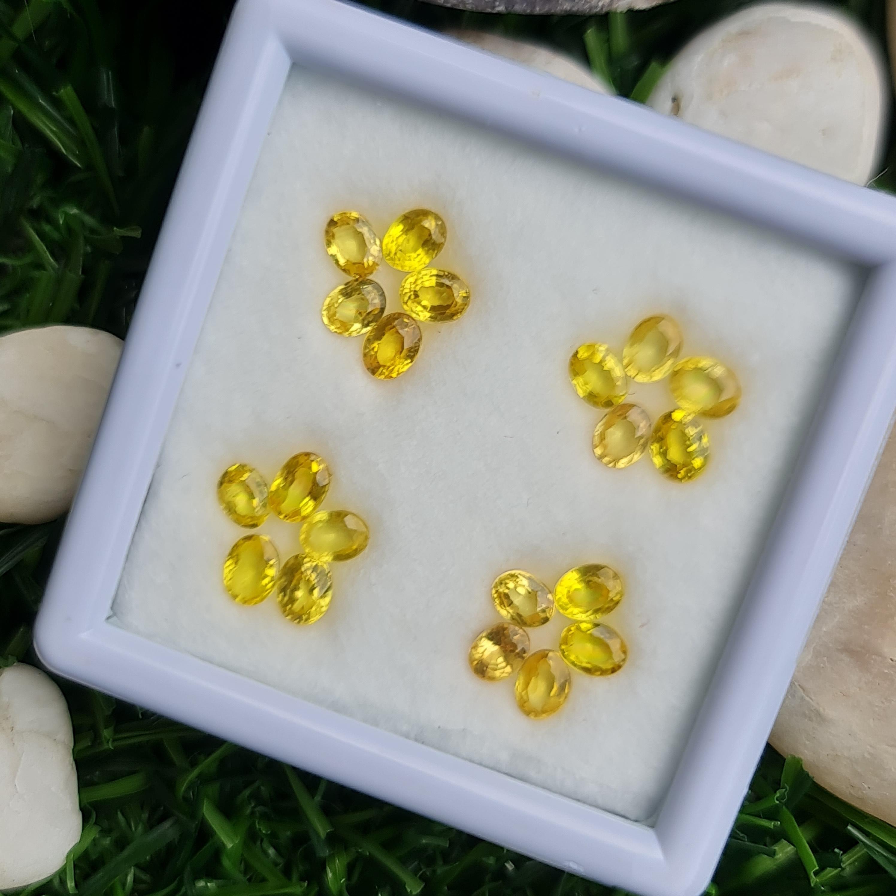 พลอย บุษราคัม yellow sapphire 4.64 กะรัต (Cts.) 20 เม็ด (Pcs.) พลอยแท้ อัญมณีมงคลประจําวันเกิด เครื่องประดับพลอย