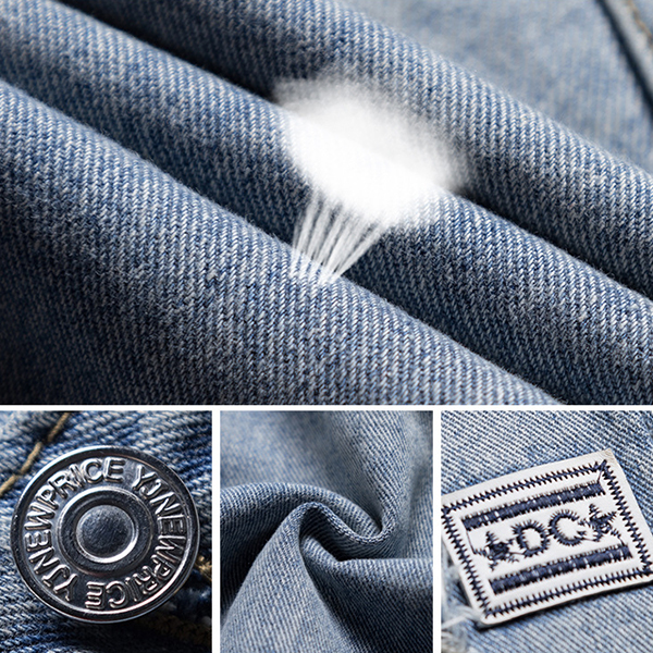 กางเกงยีนส์ขายาวแปดส่วน แต่งปะขาดแนวเซอร์ (11791X)