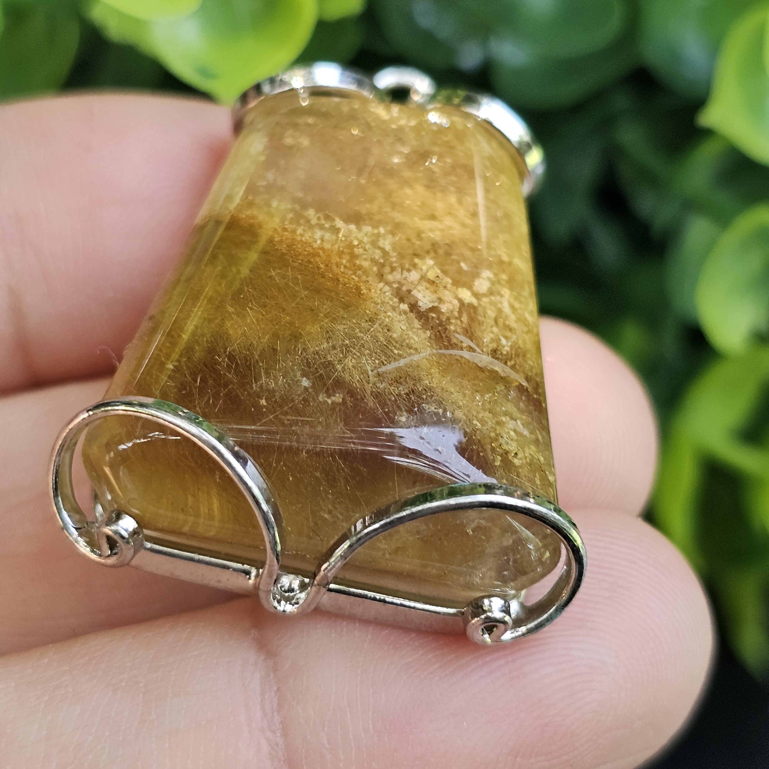 จี้ไหมทอง (Golden Rutilated Quartz) 13.42 กรัม g.พลอยแท้ อัญมณีมงคลประจําวันเกิด เครื่องประดับพลอย