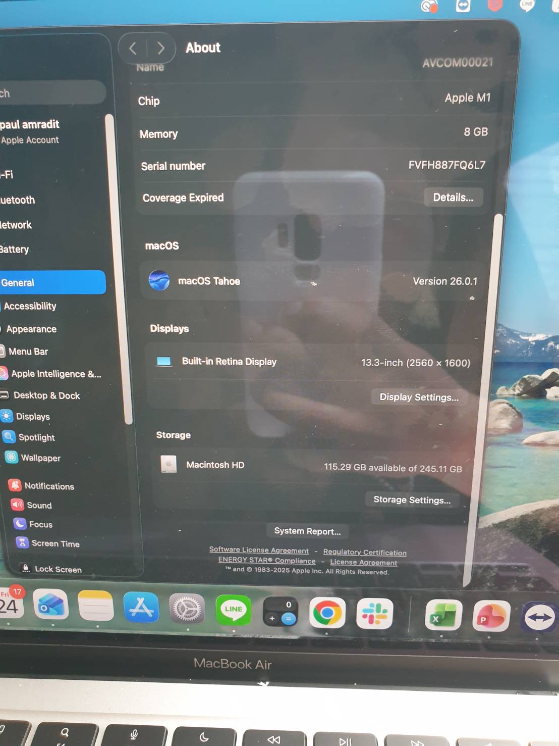 Notebook Apple Macbook Air m1 2020 8/256 สภาพดีมาก