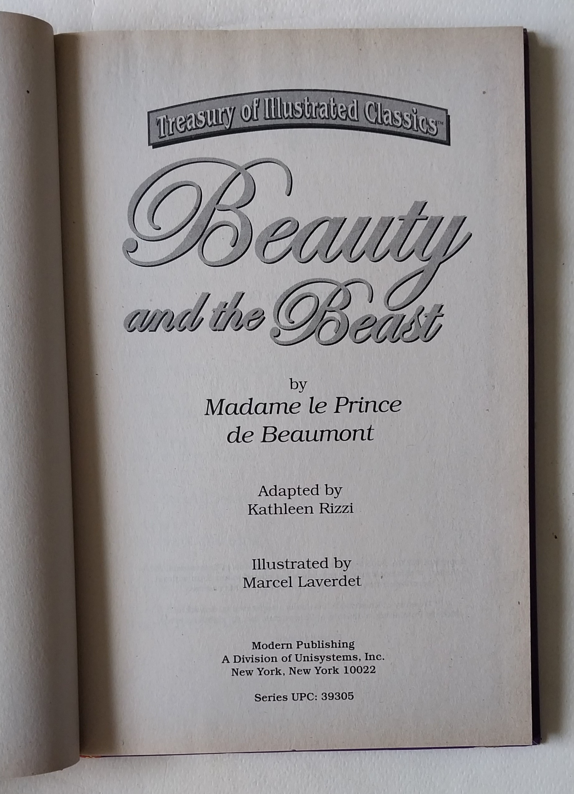 หนังสือนิทานภาษาอังกฤษ สภาพเก่าเก็บ บิวตี้แอนด์บีสต์ ปกแข็ง เนื้อหาขาวดำ พร้อมภาพประกอบทั้งเล่ม Treasury of Illustrated Classics ,Beauty and the Beast ,Madame le Prince de Beaumont,Modern Publishing