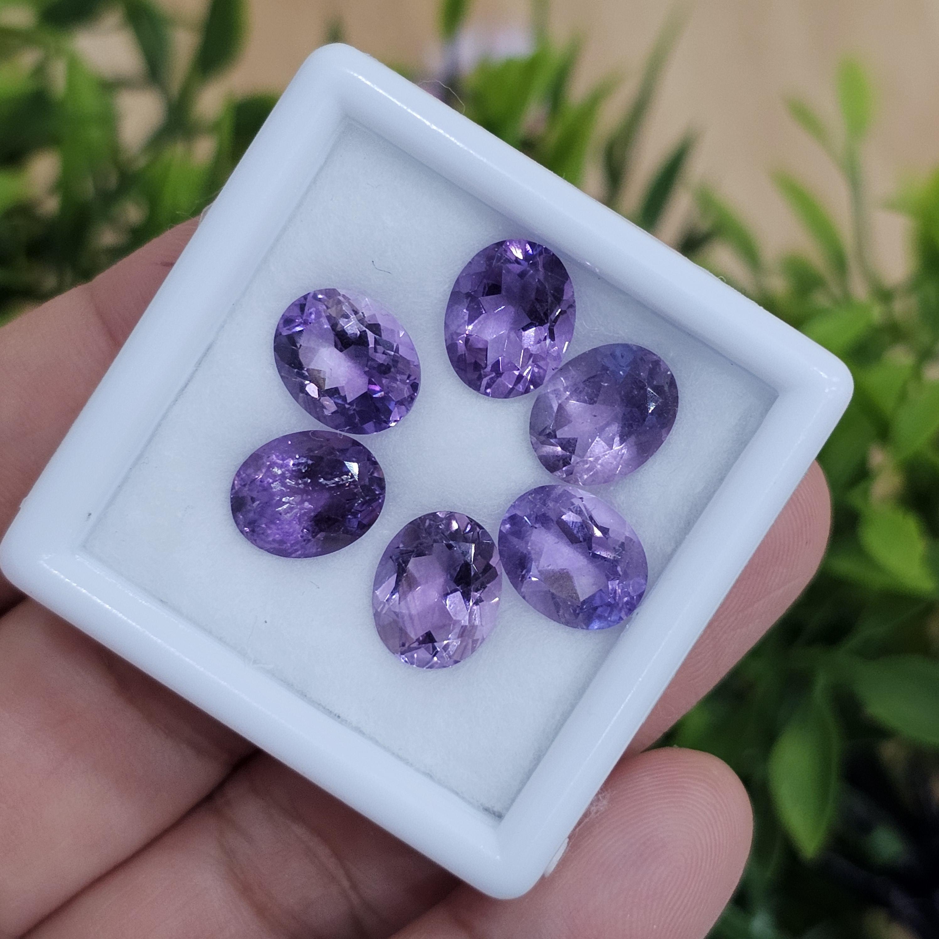 พลอย อเมทิส Amethyst 16.00 กะรัต (Cts.) 6 เม็ด (Pcs.) พลอยแท้ อัญมณีมงคลประจําวันเกิด เครื่องประดับพลอย