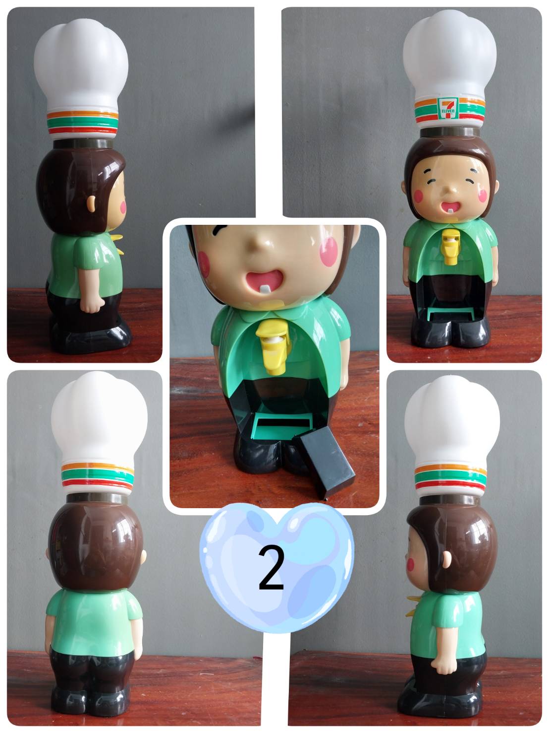 ของสะสมน่ารัก ตู้กดน้ำรูปตุ๊กตา7-11 ใส่น้ำบริเวณหมวกสีขาว กรุณาเลือกแบบ