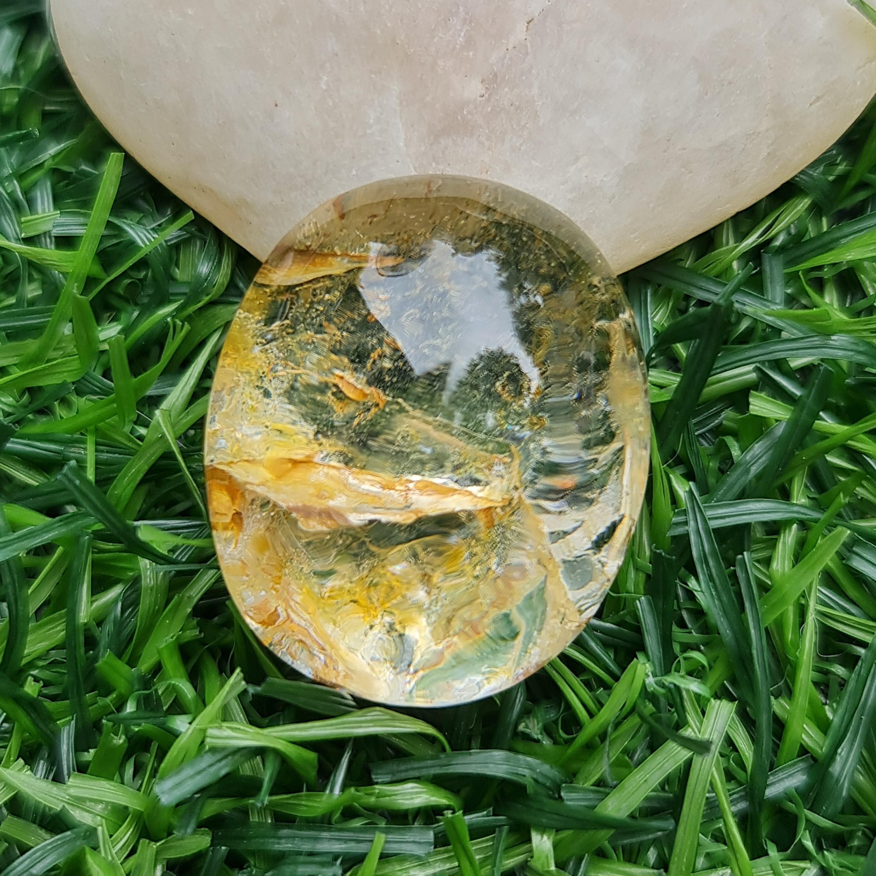 โป่งข่าม ควอตซ์ Rutilated Quartz 49.15 กะรัต Cts. พลอยแท้ อัญมณีมงคลประจําวันเกิด เครื่องประดับพลอย