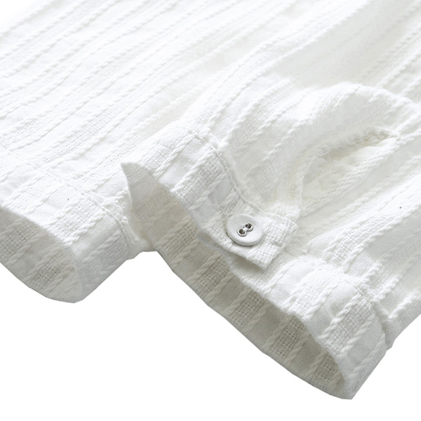 เสื้อเชิ้ตคอจีน แขนยาวมีสแนป ปักลายที่อก (12209LM)