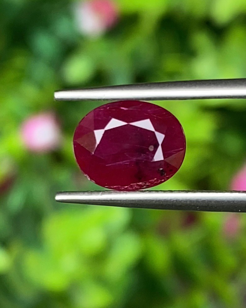 พลอย ทับทิม พม่า (Burmese Ruby Sapphire) 2.34 กะรัต พลอยแท้ อัญมณีมงคลประจําวันเกิด เครื่องประดับพลอย