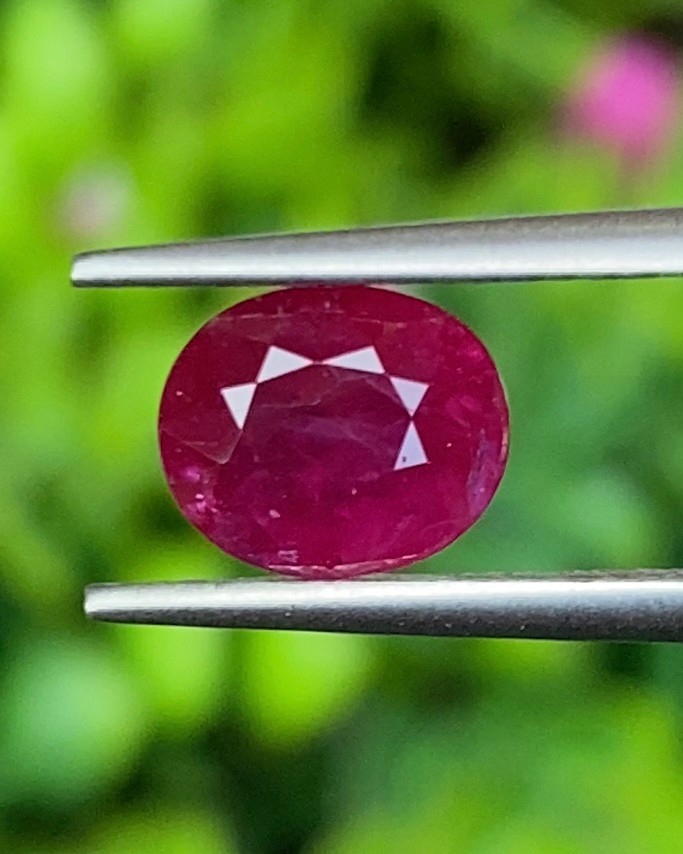 พลอย ทับทิม พม่า (Burmese Ruby Sapphire) 1.62 กะรัต พลอยแท้ อัญมณีมงคลประจําวันเกิด เครื่องประดับพลอย