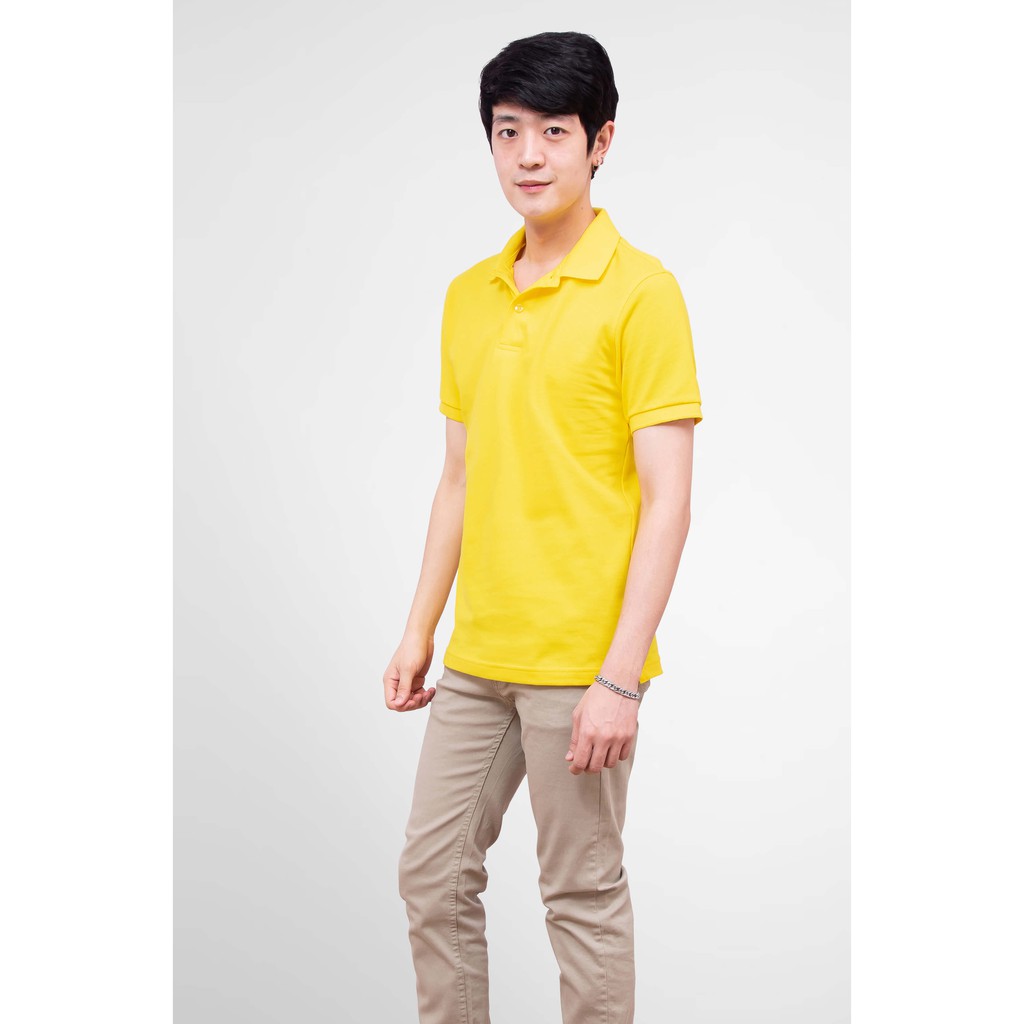 No Problem Noproblem ยอดขาย No.1 รับประกัน ไม่ย้วย ไม่ยืด ผ้านุ่ม เสื้อโปโล ชาย สีเหลืองบุษราคัม