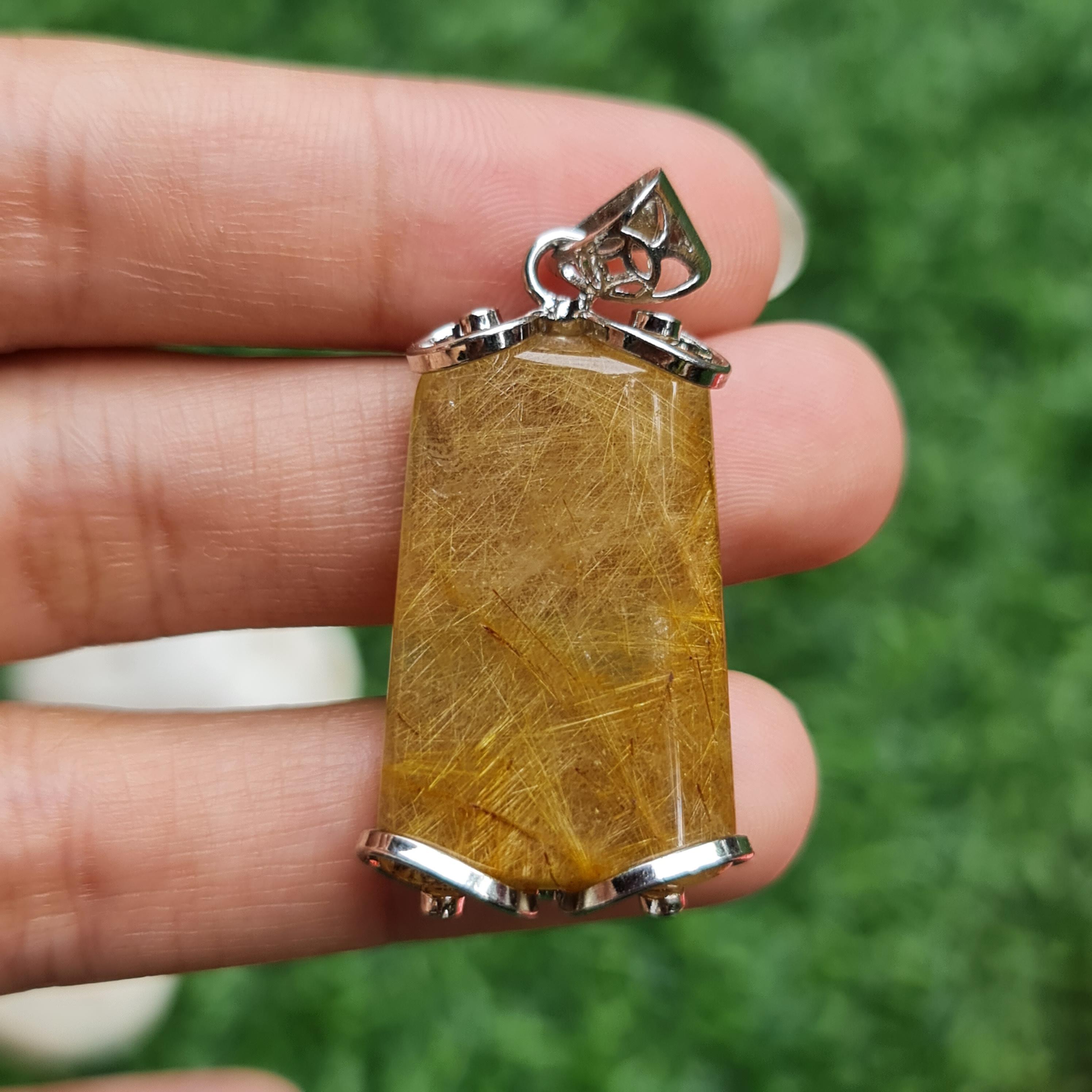 จี้ไหมทอง (Golden Rutilated Quartz) 52.20 กรัม g.พลอยแท้ อัญมณีมงคลประจําวันเกิด เครื่องประดับพลอย