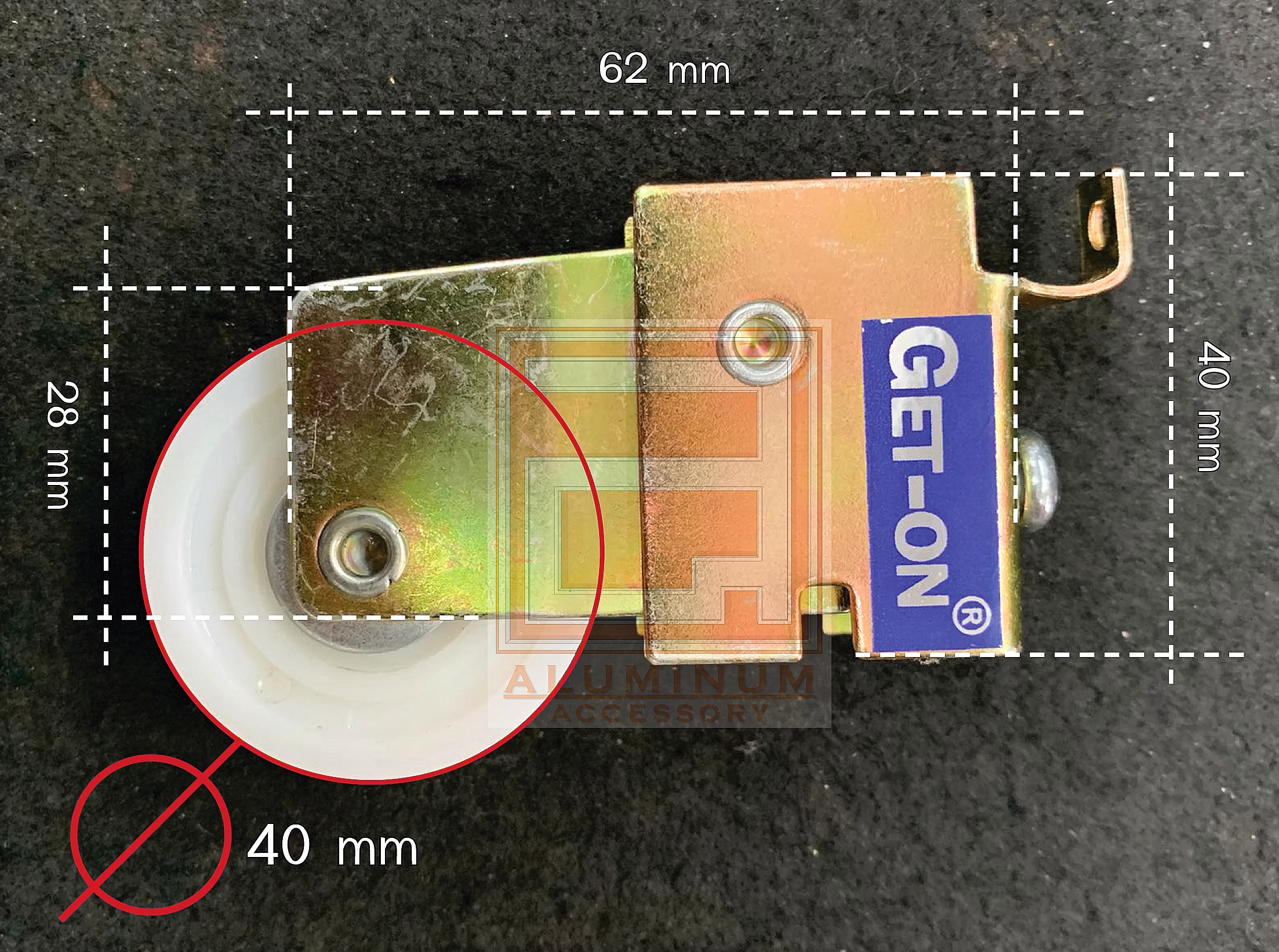 Get-On ล้อบานเลื่อน(ล้อน้ำเงิน) สำหรับบานหน้าต่างอลูมิเนียม(บานเล็ก)