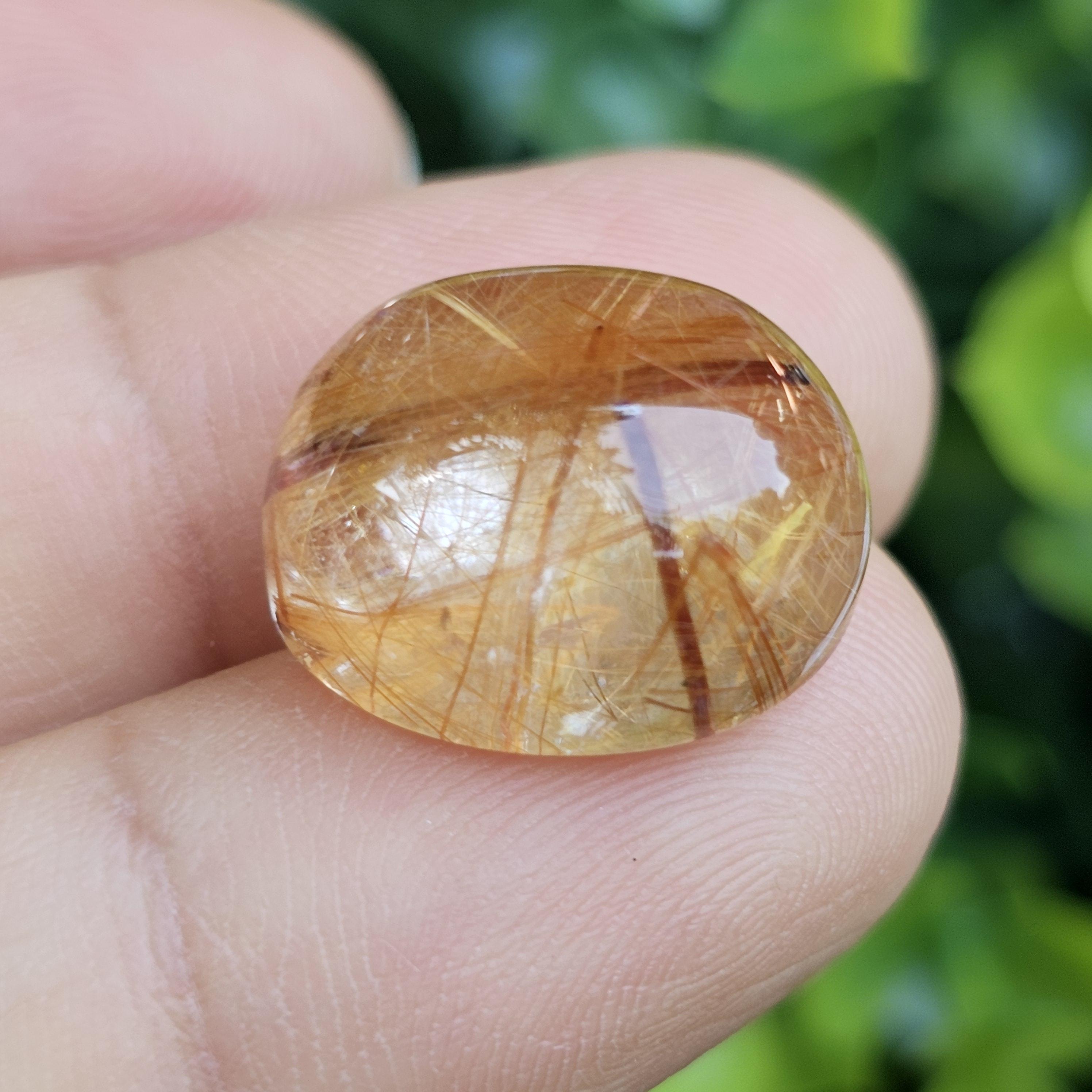 ไหมทอง ควอตซ์ Golden Rutilated Quartz 17.12 กะรัต Cts.พลอยแท้ อัญมณีมงคลประจําวันเกิด เครื่องประดับพลอย