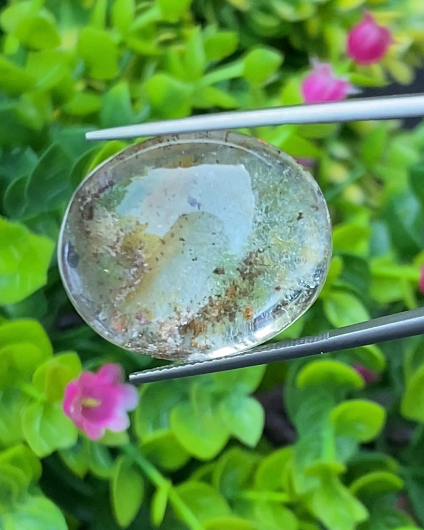 โป่งข่าม ควอตซ์ Rutilated Quartz 42.88 กะรัต Cts. พลอยแท้ อัญมณีมงคลประจําวันเกิด เครื่องประดับพลอย