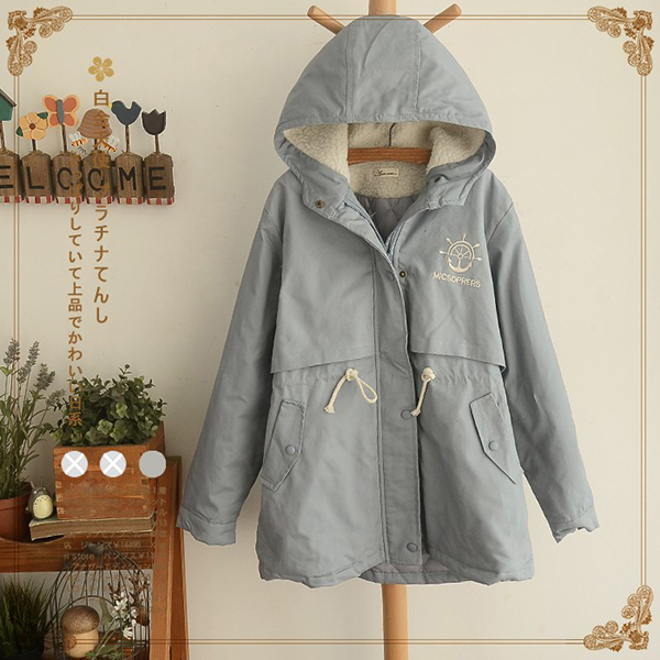 เสือโค้ทกันหนาวสไตล์วินเทจ ฮู้ดซับขนแกะ มีกระเป๋าคู่ (11793LM)