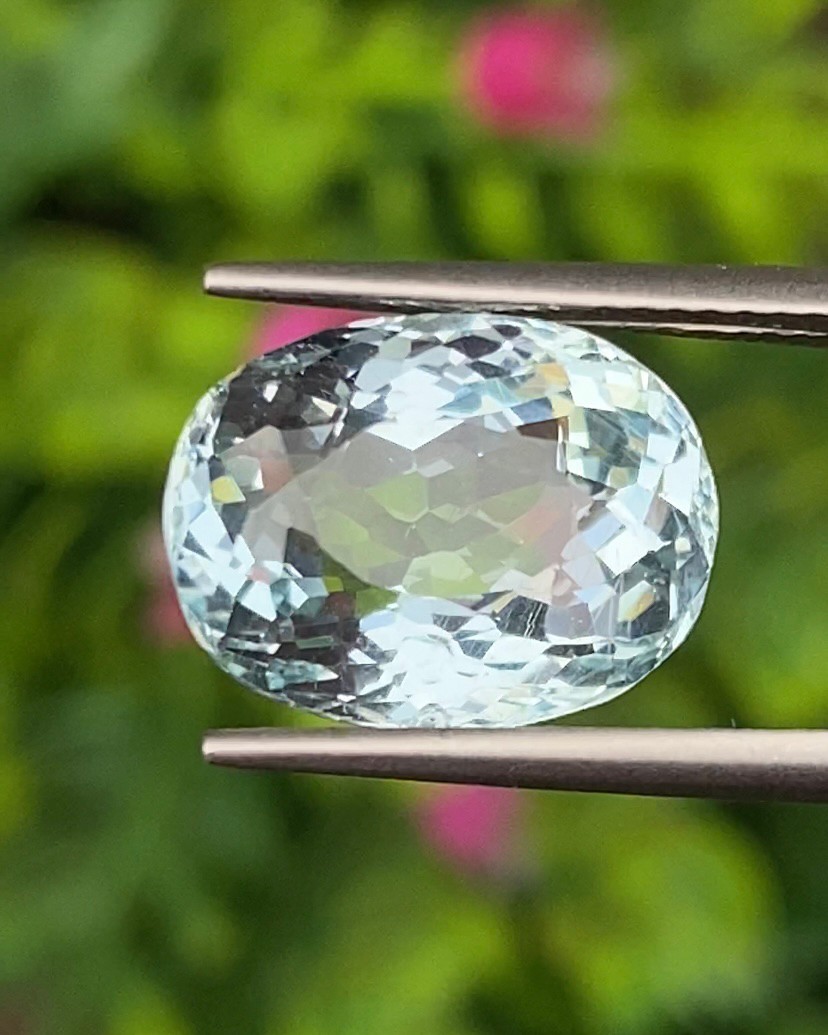 พลอย อความารีน Aquamarine 5.87 กะรัต (Cts.) พลอยแท้ อัญมณีมงคลประจําวันเกิด เครื่องประดับพลอย