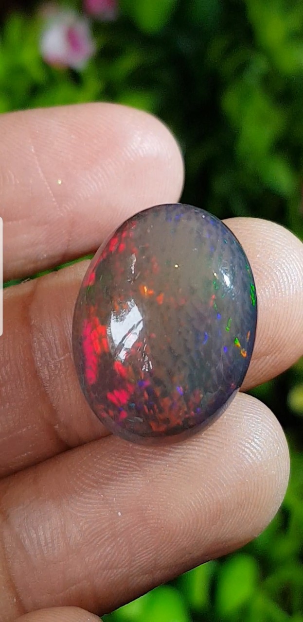 พลอย แบล็ก โอปอล Black Opal 13.73 กะรัต (Cts.) พลอยแท้ อัญมณีมงคลประจําวันเกิด เครื่องประดับพลอย