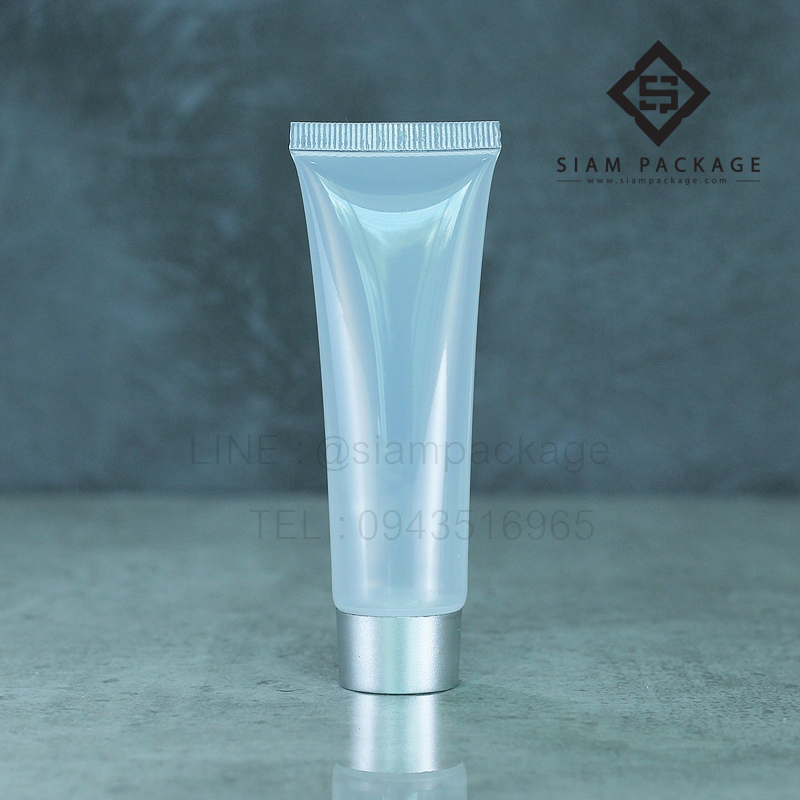หลอดโฟม 15g. หลอดเกลียว หลอดโฟมใสฝาเงินด้าน