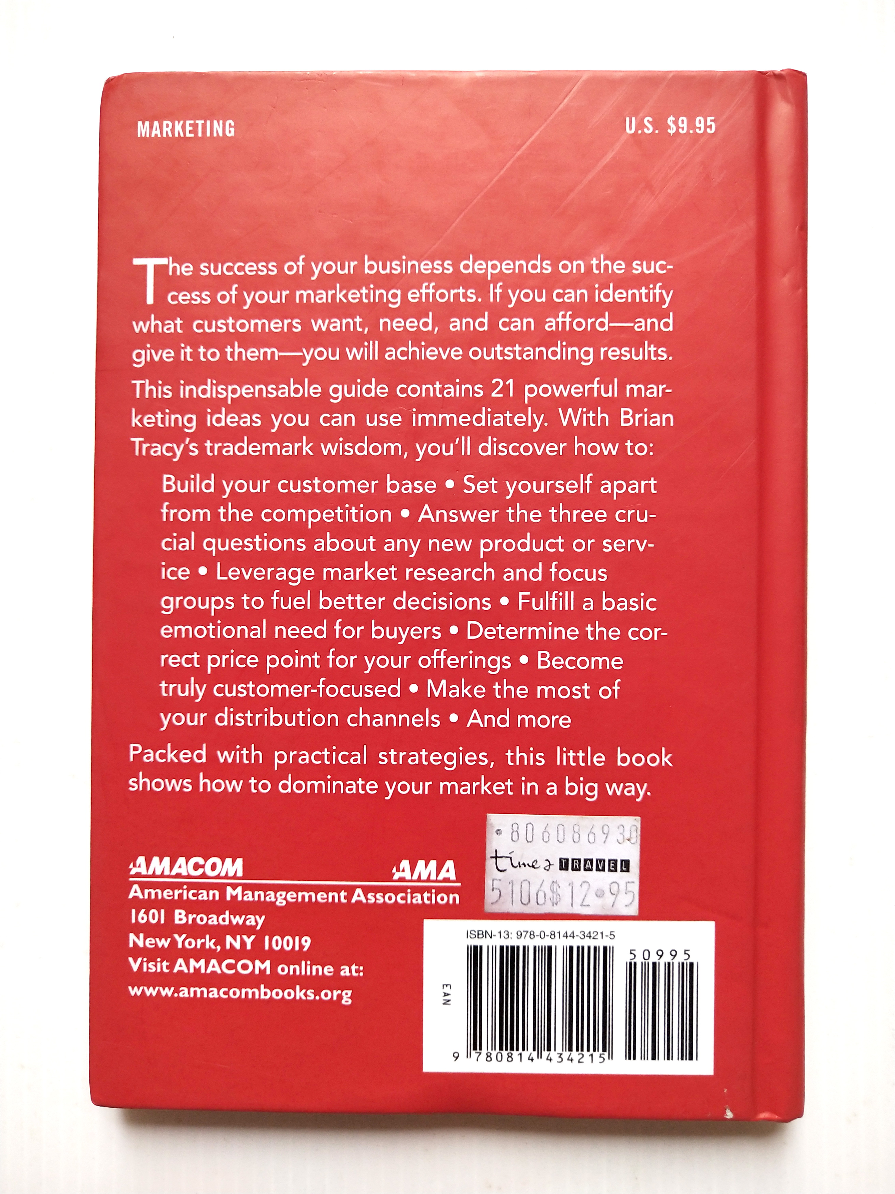 หนังสือการตลาด ฉบับภาษาอังกฤษ โดย Brian Tracy "Marketing" THE BRIAN TRACY SUCCESS LIBRARY,This publication is designed to provide accurate and authoritative information in regard to the subject matter covered. It is sold with the understanding t