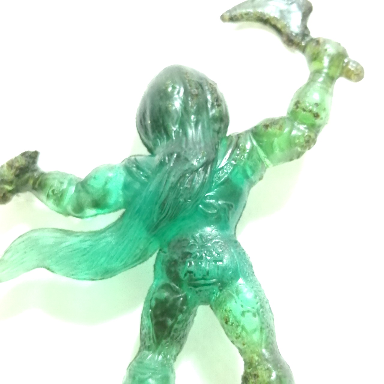 ตุ๊กตุ่นยางแอ๊นท์ เมกาโล่แมน สีเขียวขนาด2-3นิ้ว เก่าเก็บตามสภาพ