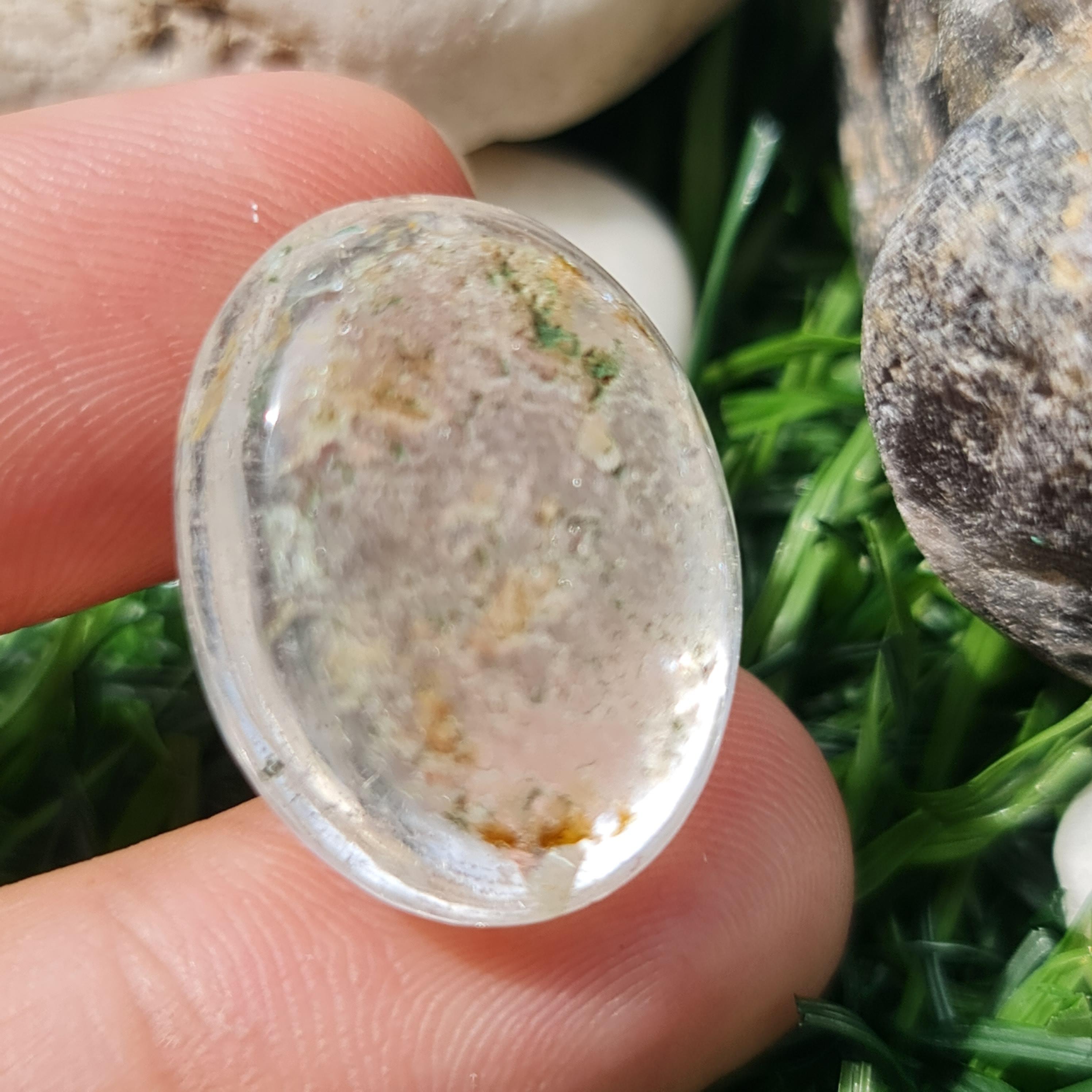 โป่งข่าม ควอตซ์ Rutilated Quartz 27.17 กะรัต Cts. พลอยแท้ อัญมณีมงคลประจําวันเกิด เครื่องประดับพลอย