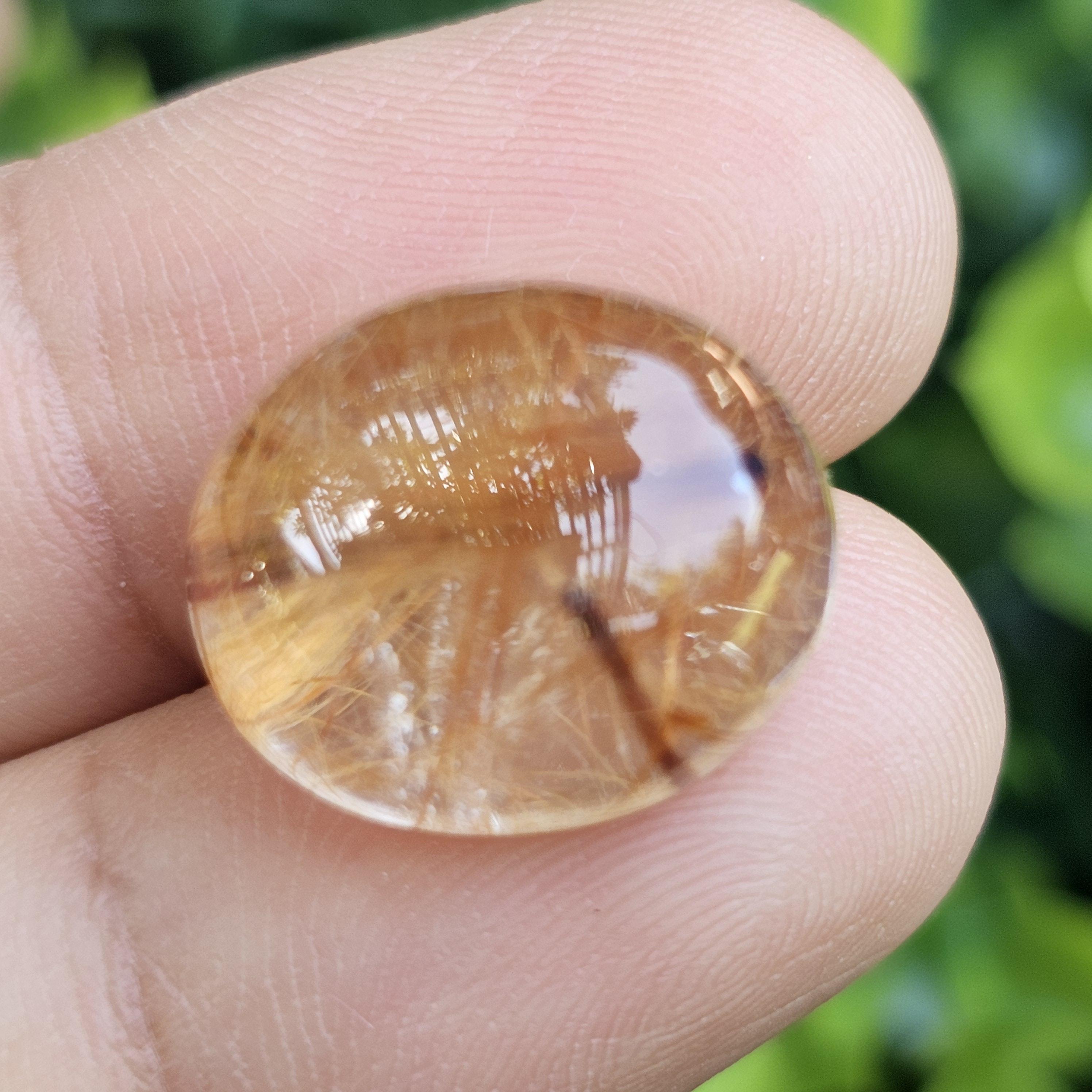 ไหมทอง ควอตซ์ Golden Rutilated Quartz 17.12 กะรัต Cts.พลอยแท้ อัญมณีมงคลประจําวันเกิด เครื่องประดับพลอย