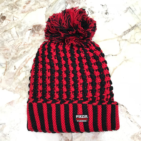 หมวกไหมพรมกันหนาวซับผ้าสำลีหนานุ่ม แต่งปอมใหญ่ (11433L)