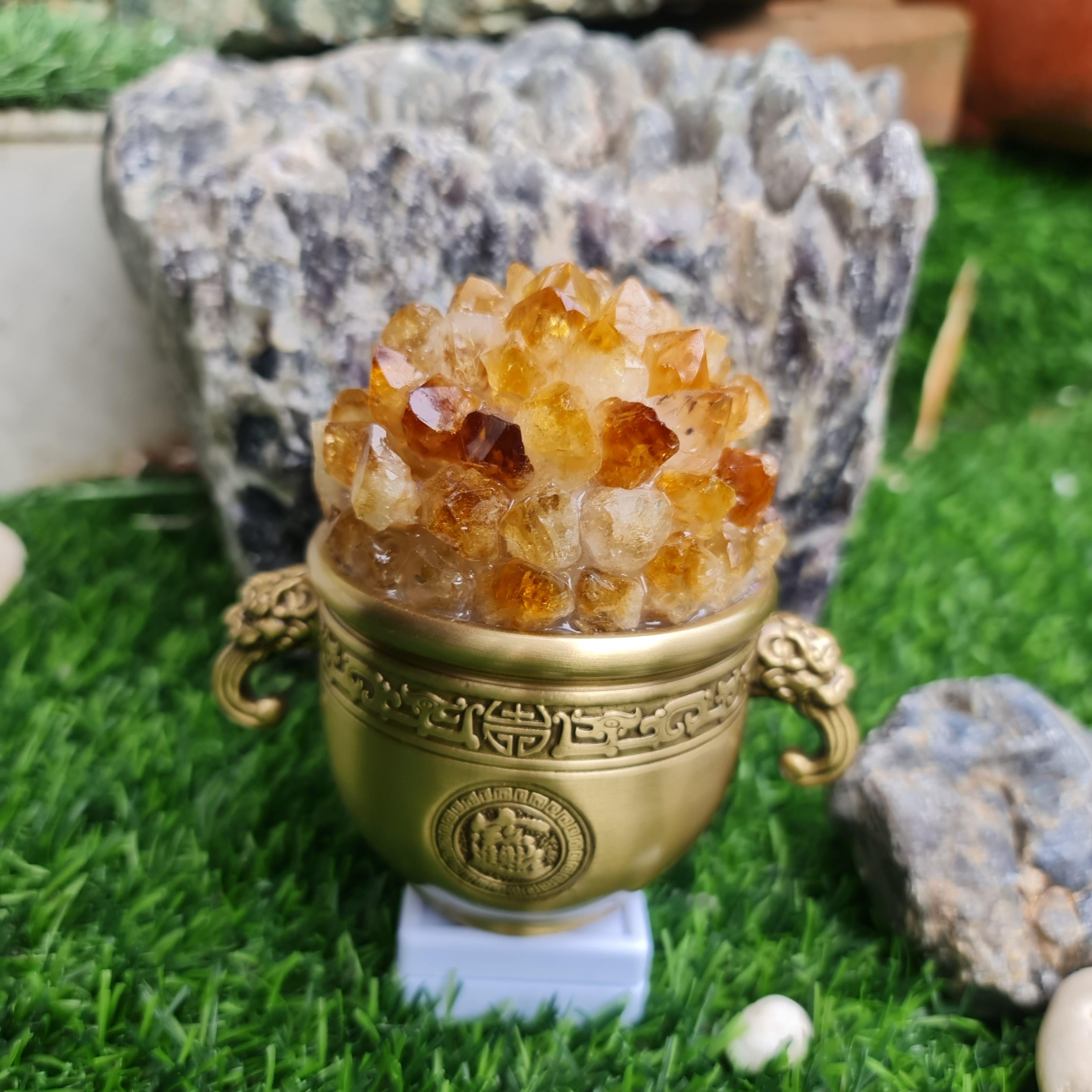 ผลึก ซิทริน Citrine พลอยแท้ อัญมณีมงคลประจําวันเกิด เครื่องประดับพลอย