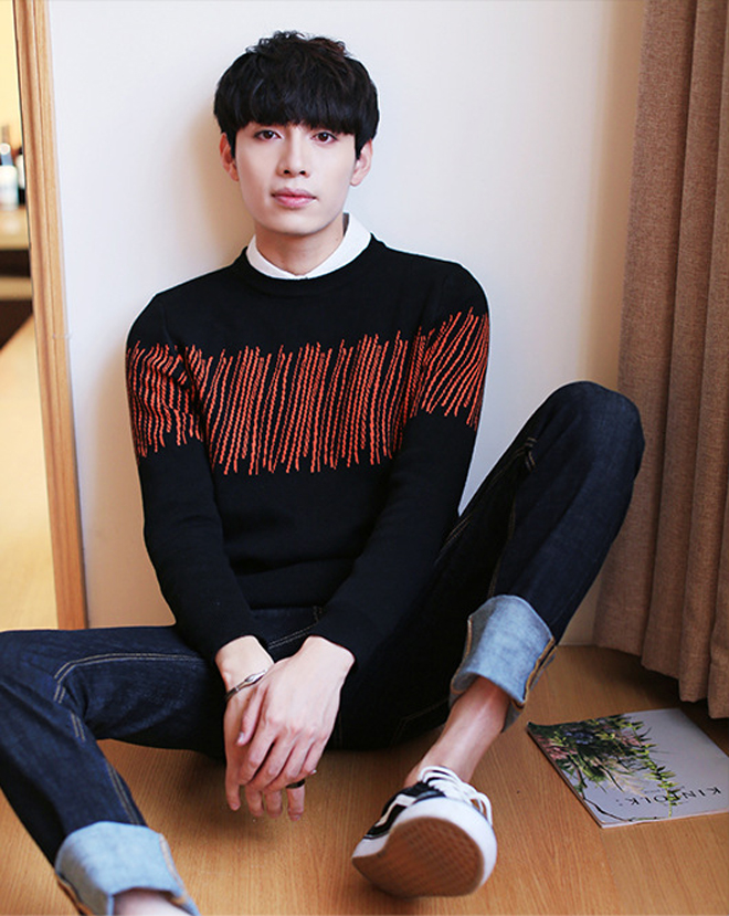 เสื้อสเวตเตอร์ไหมพรมนิตติ้งกันหนาว แฟชั่นผู้ชาย (10140MM)