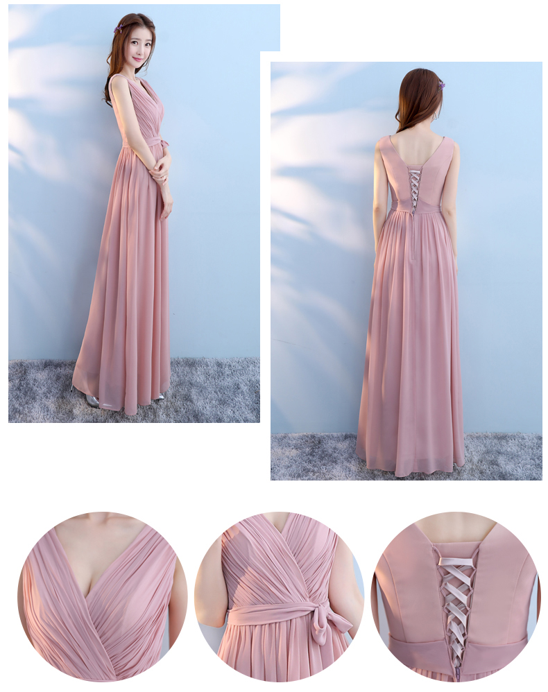 Pre-order ชุดเพื่อนเจ้าสาว สีชมพู Nude ผ้าชีฟอง เชือกผูกหลัง มีหลายแบบ